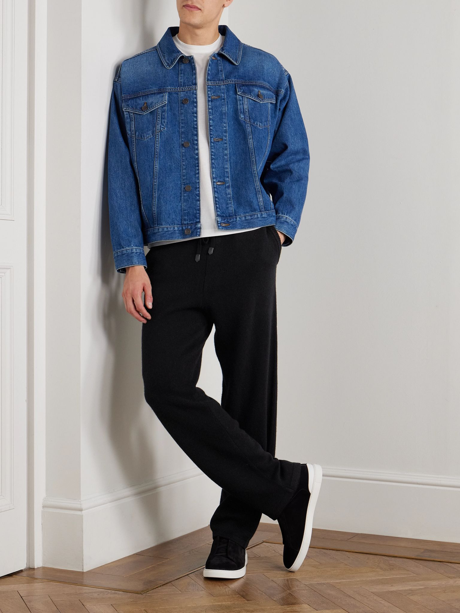 Straight-Leg Wool and Cashmere-Blend Sweatpants Black - 2