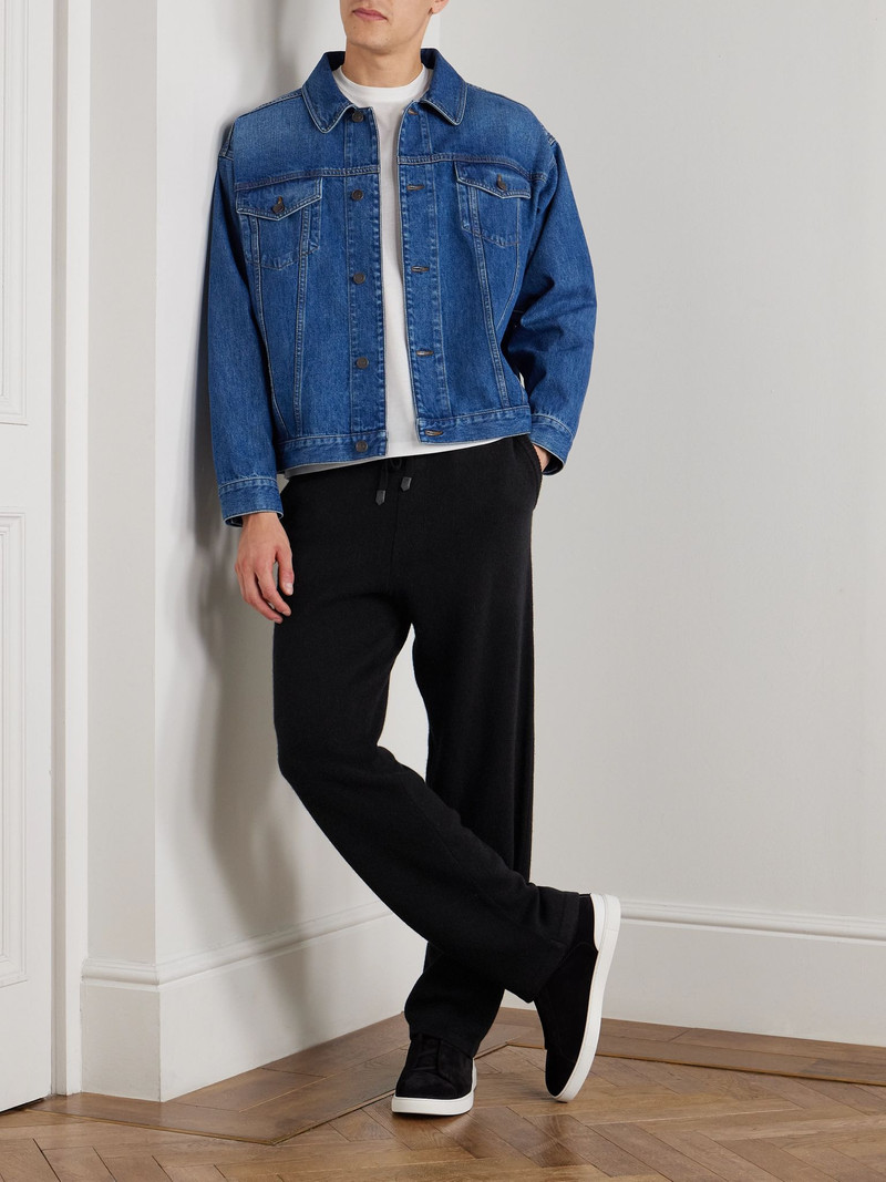 Canali Straight-Leg Wool and Cashmere-Blend Sweatpants Black outlook