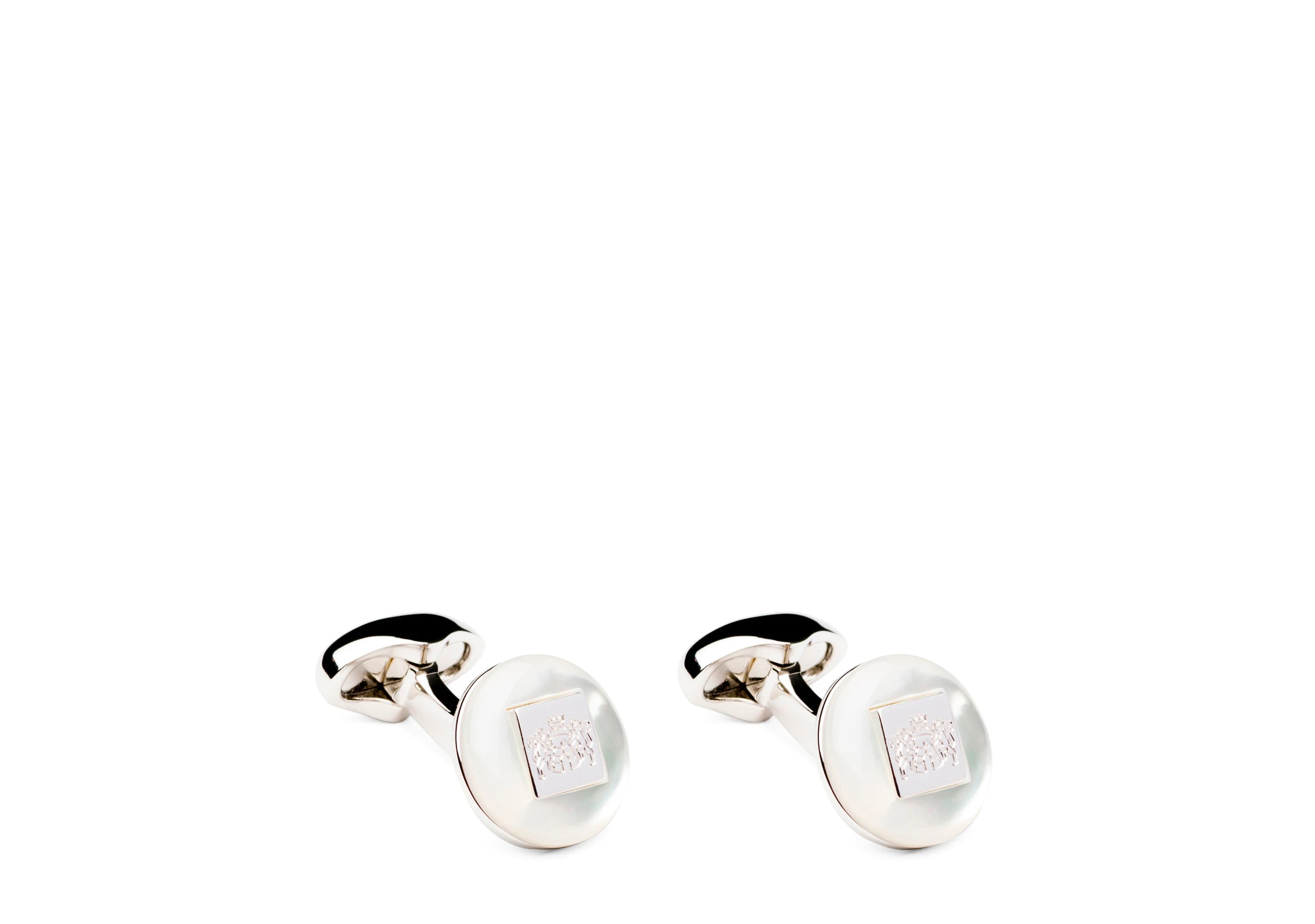 Crest cufflink
Haematite & Rhodium Plated Crest Beige - 1