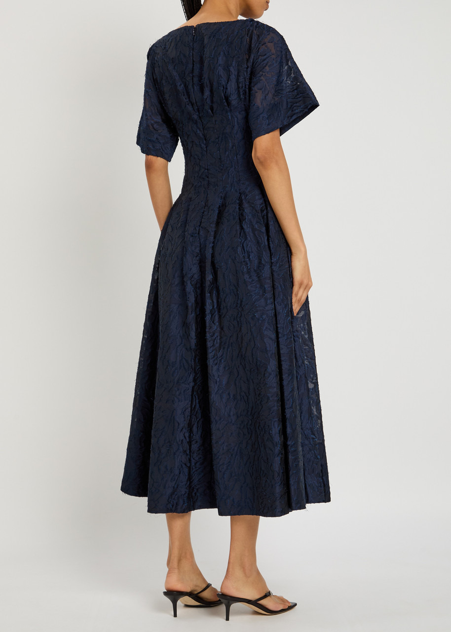 Simkhai Rosali Textured-embroidery Woven Midi Dress - 3
