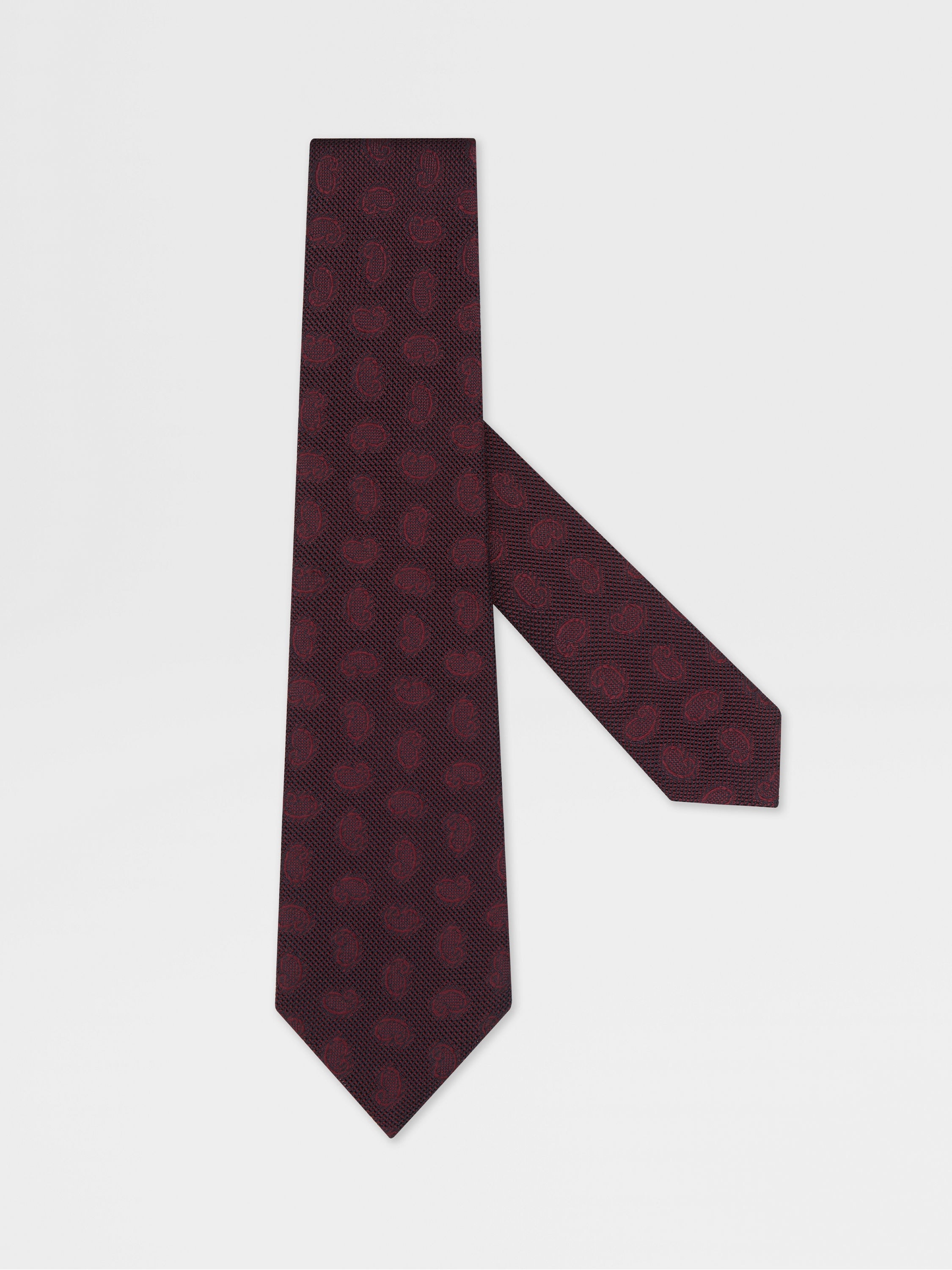 BURGUNDY SILK TIE - 1