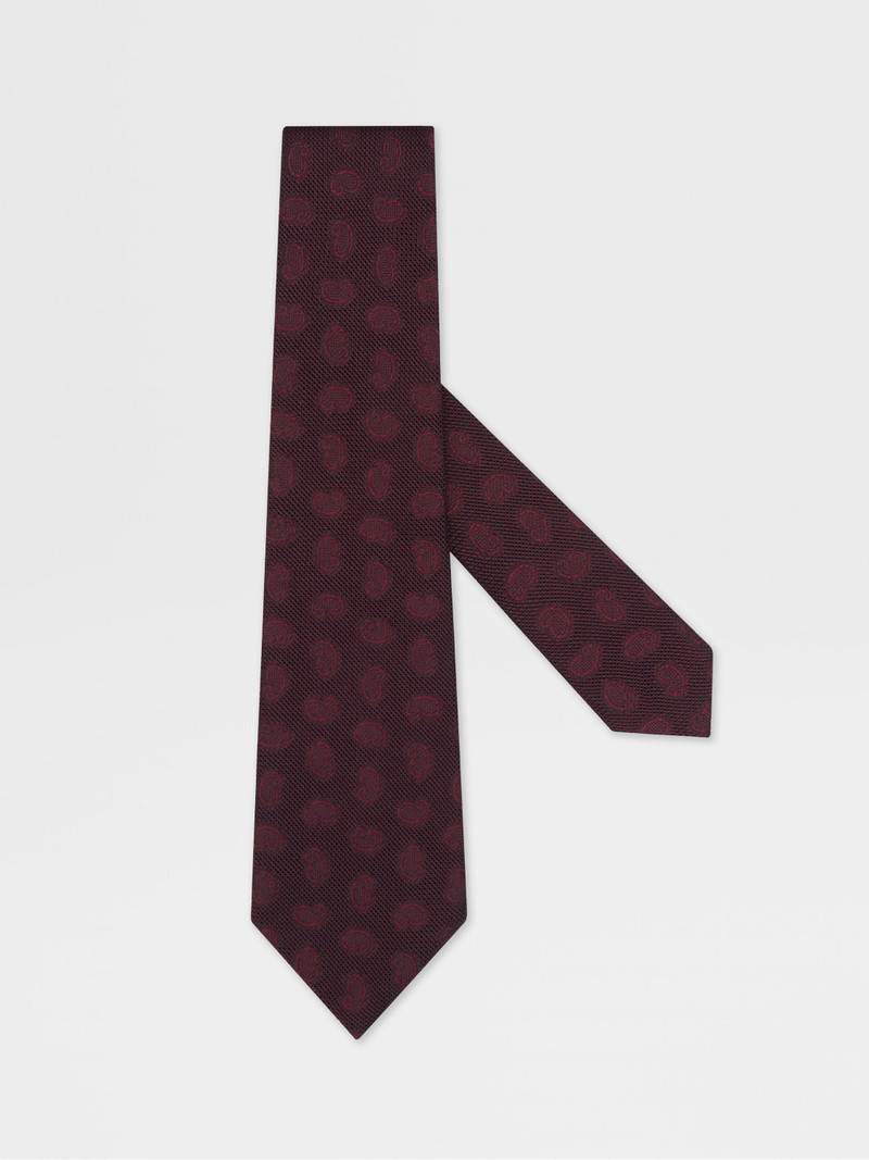 BURGUNDY SILK TIE 1