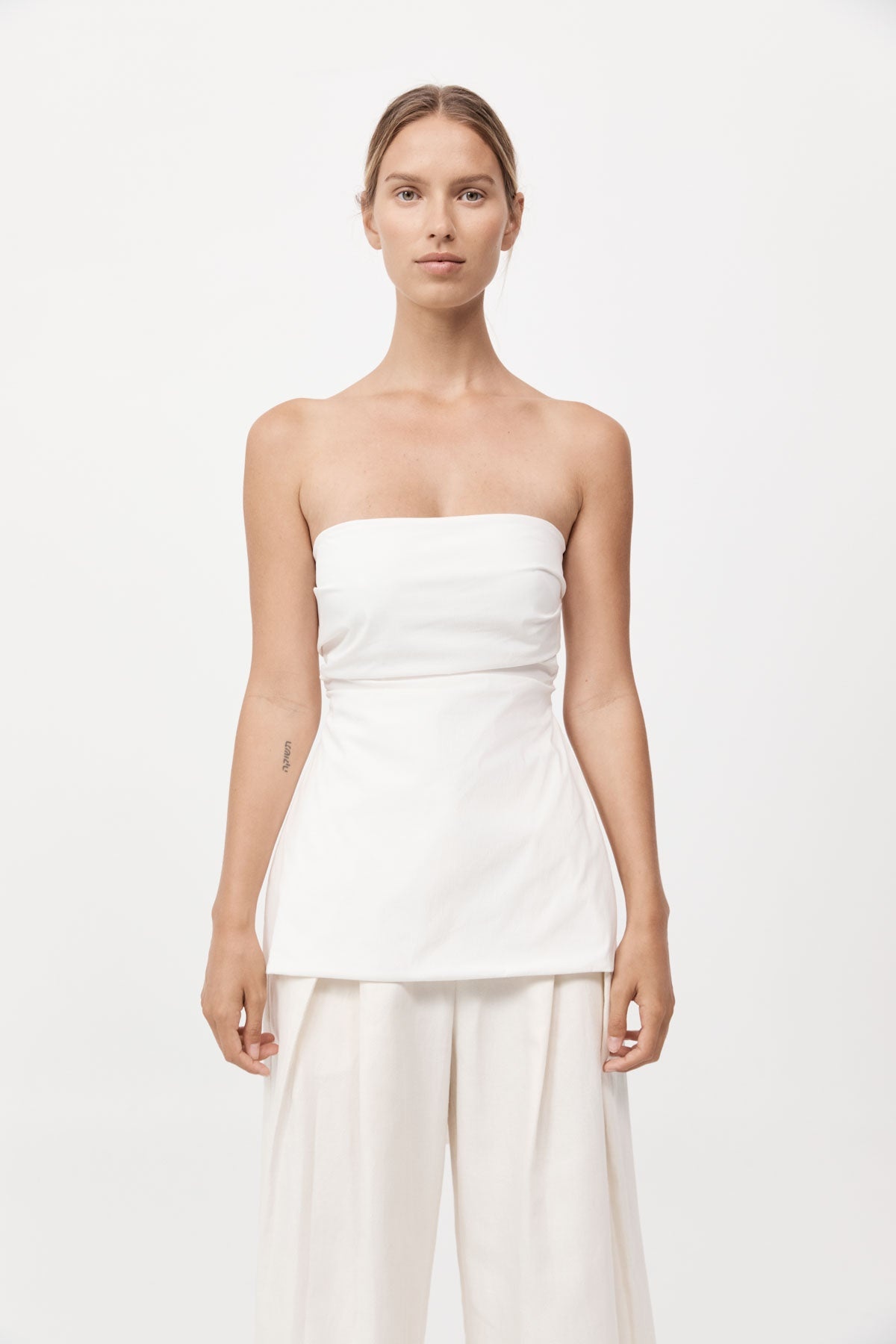 Strapless Tie Back Top - Off White - 2