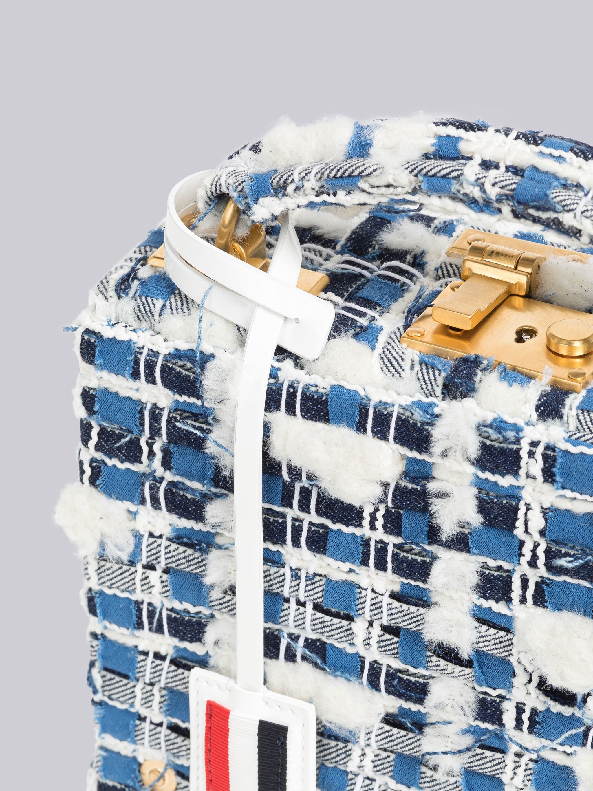 Denim Pouf Tweed Woven Chain Micro Attache Case - 2