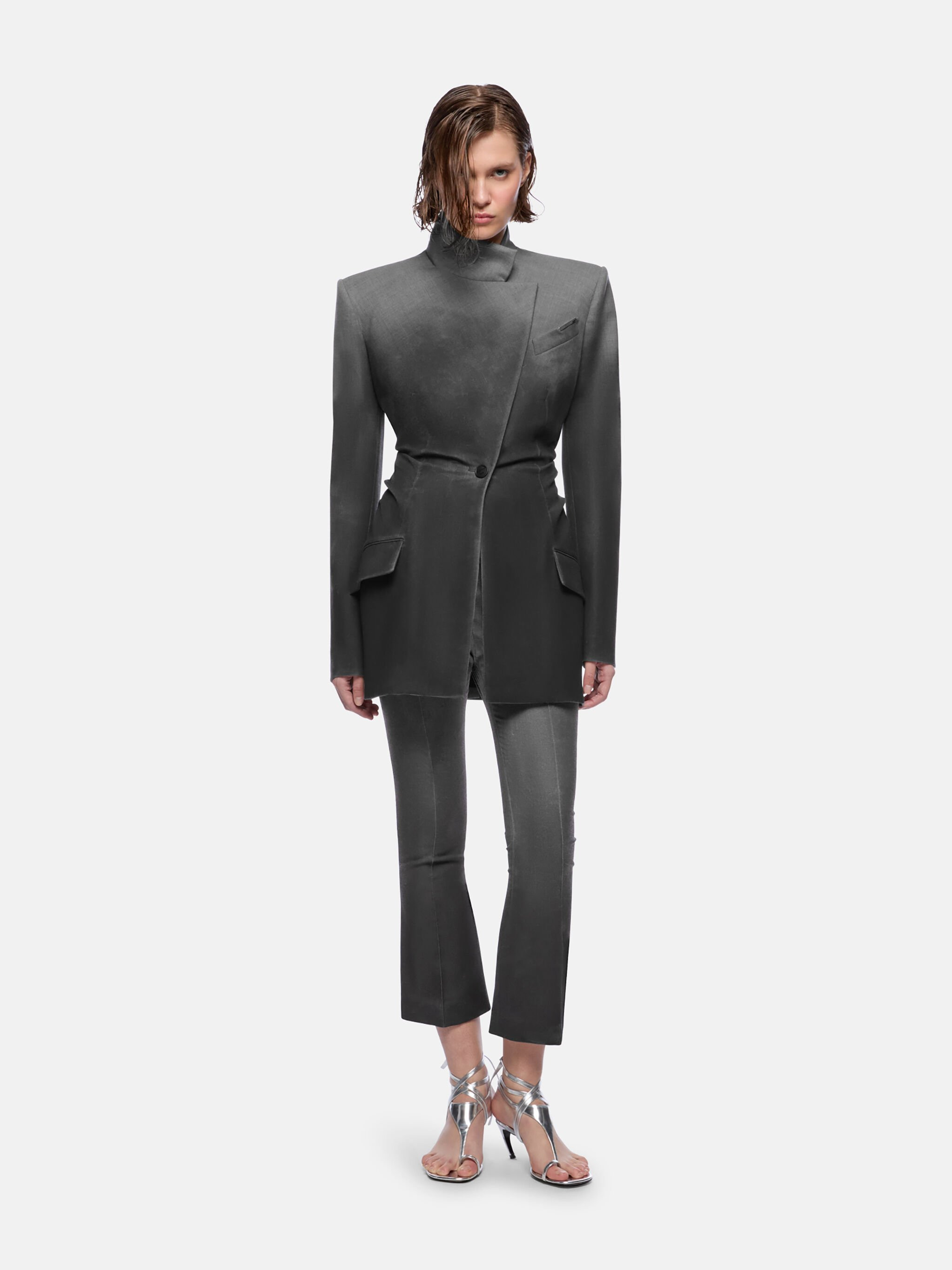 GREY MELANGE LONG PANT - 2