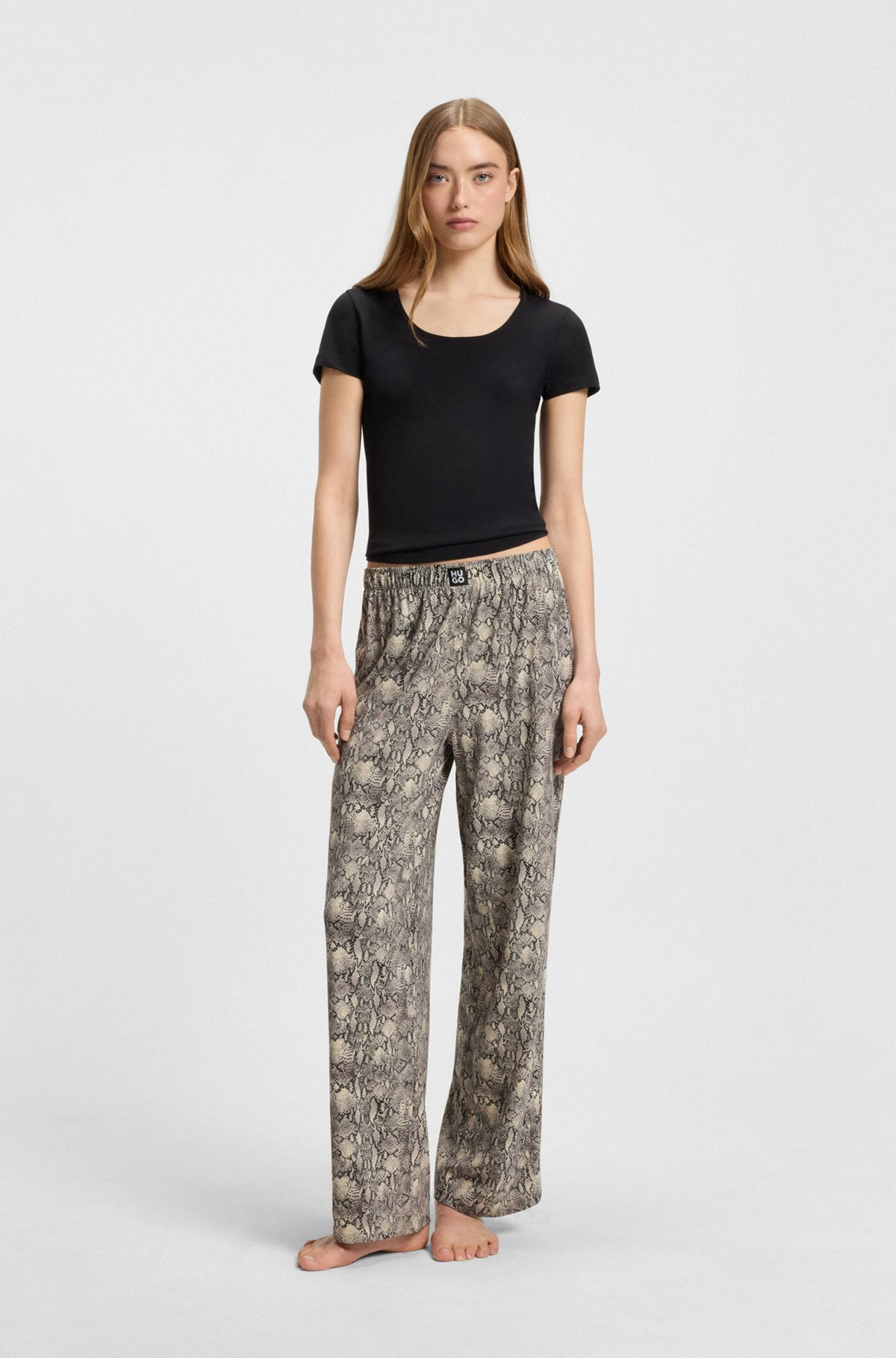 DRAWSTRING PAJAMA BOTTOMS IN STRETCH FABRIC WITH PRINTED PATTERN - 3