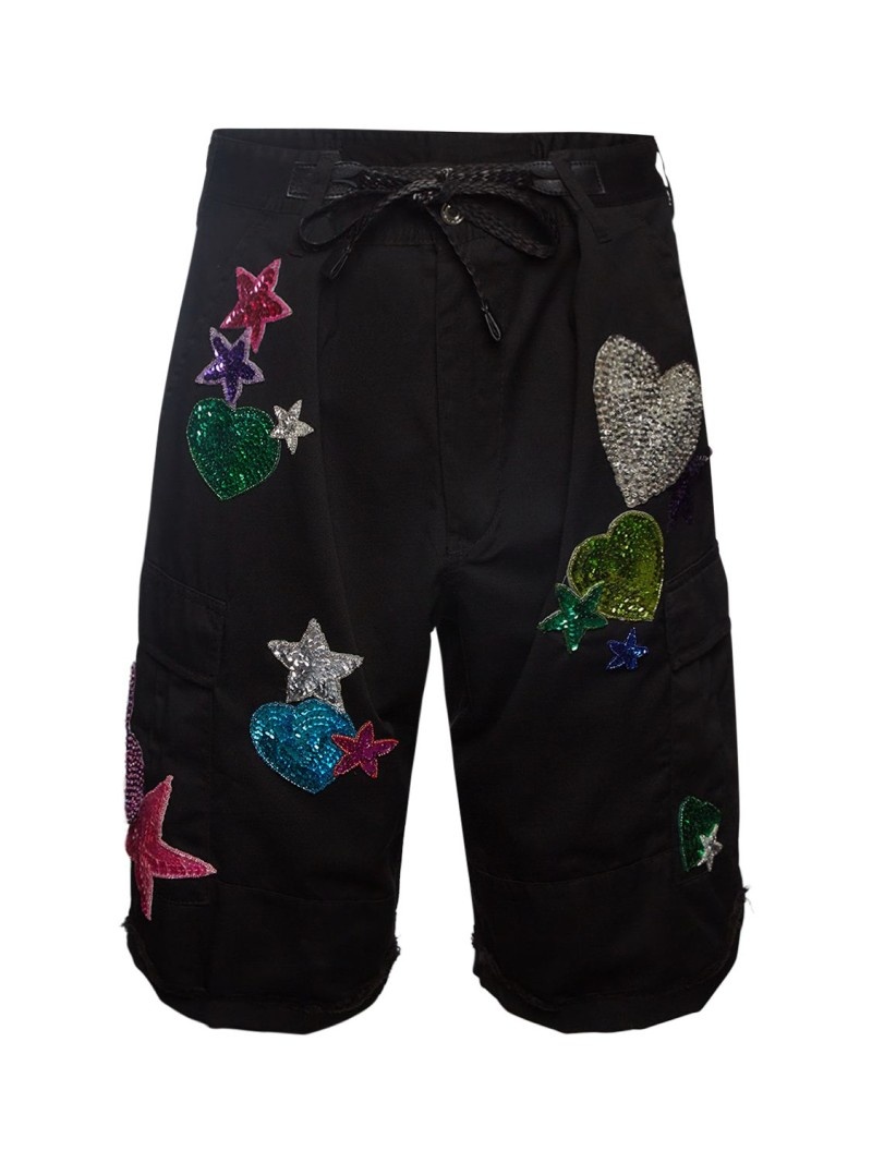 Embroidered gabardine cargo shorts - 1