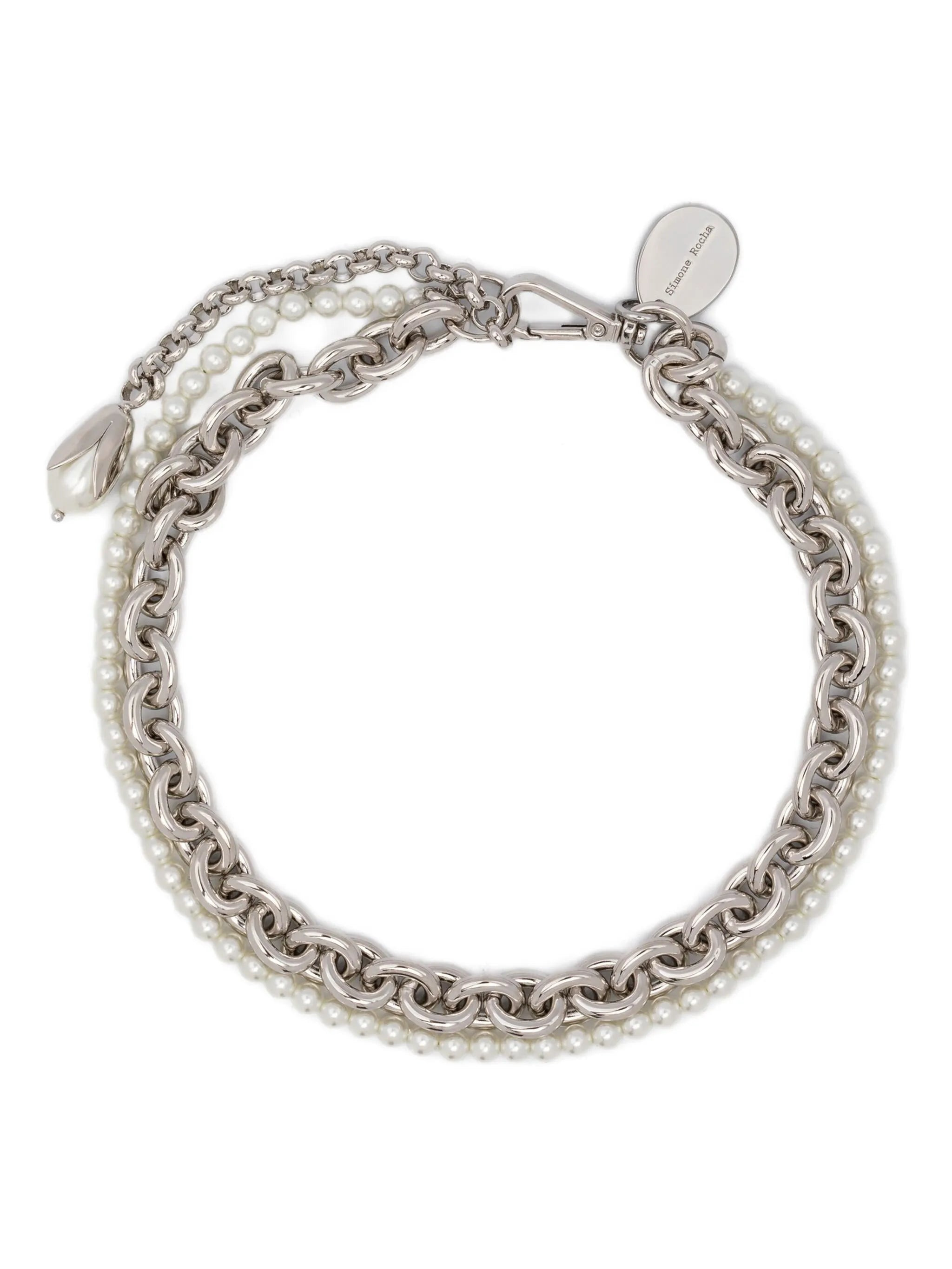 faux pearl embellished necklace - 1