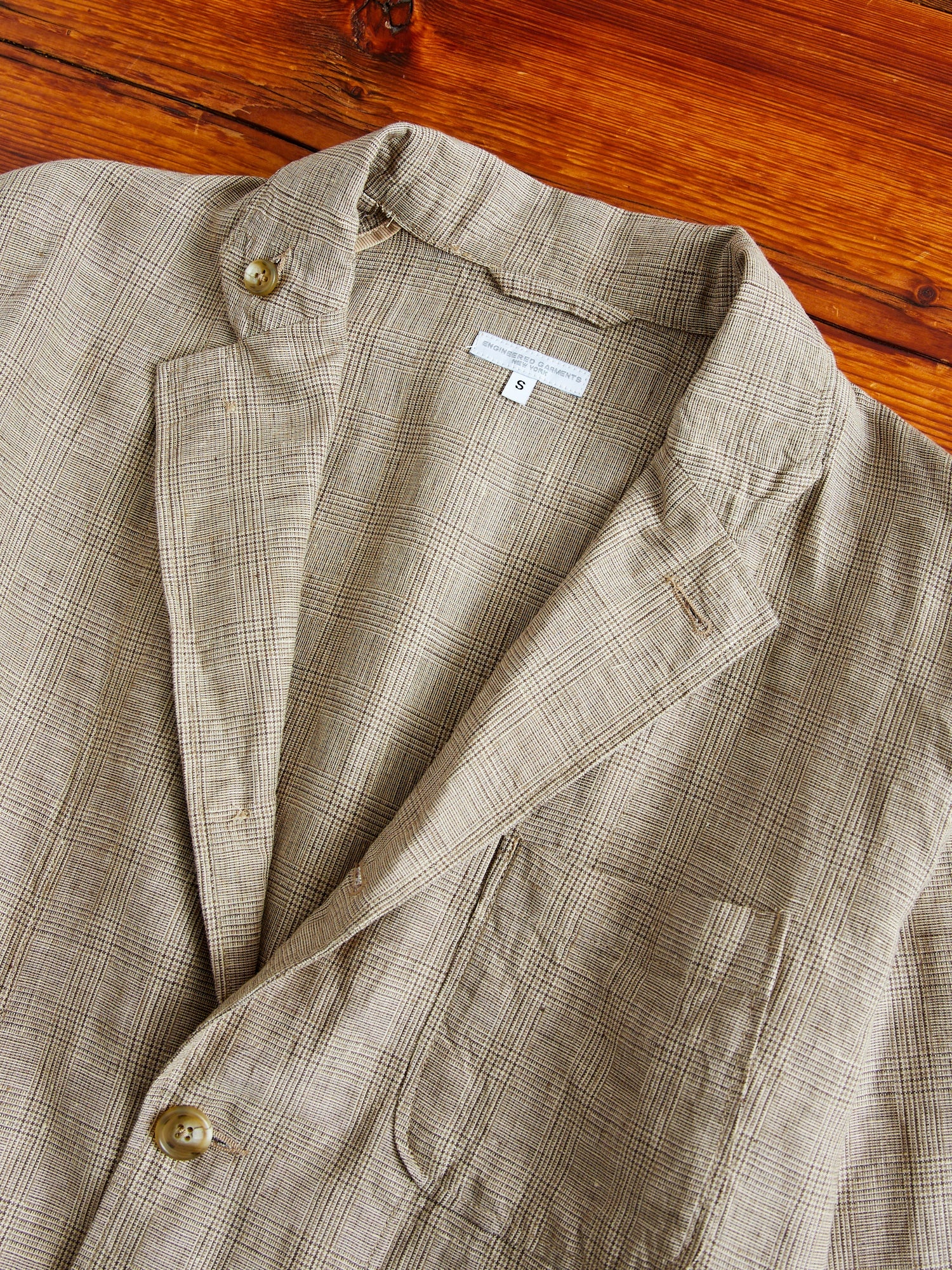 Loiter Jacket in Beige Linen Glen Plaid - 3