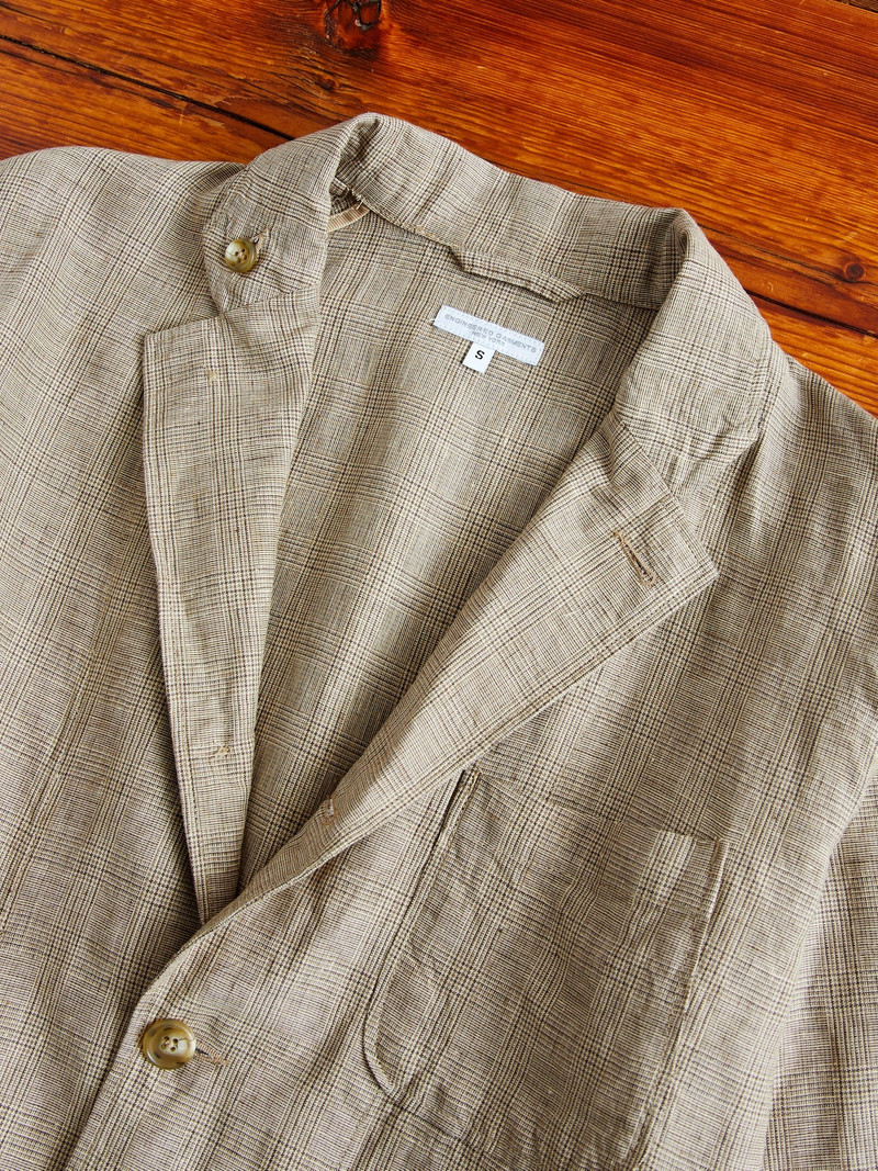 Loiter Jacket in Beige Linen Glen Plaid 3