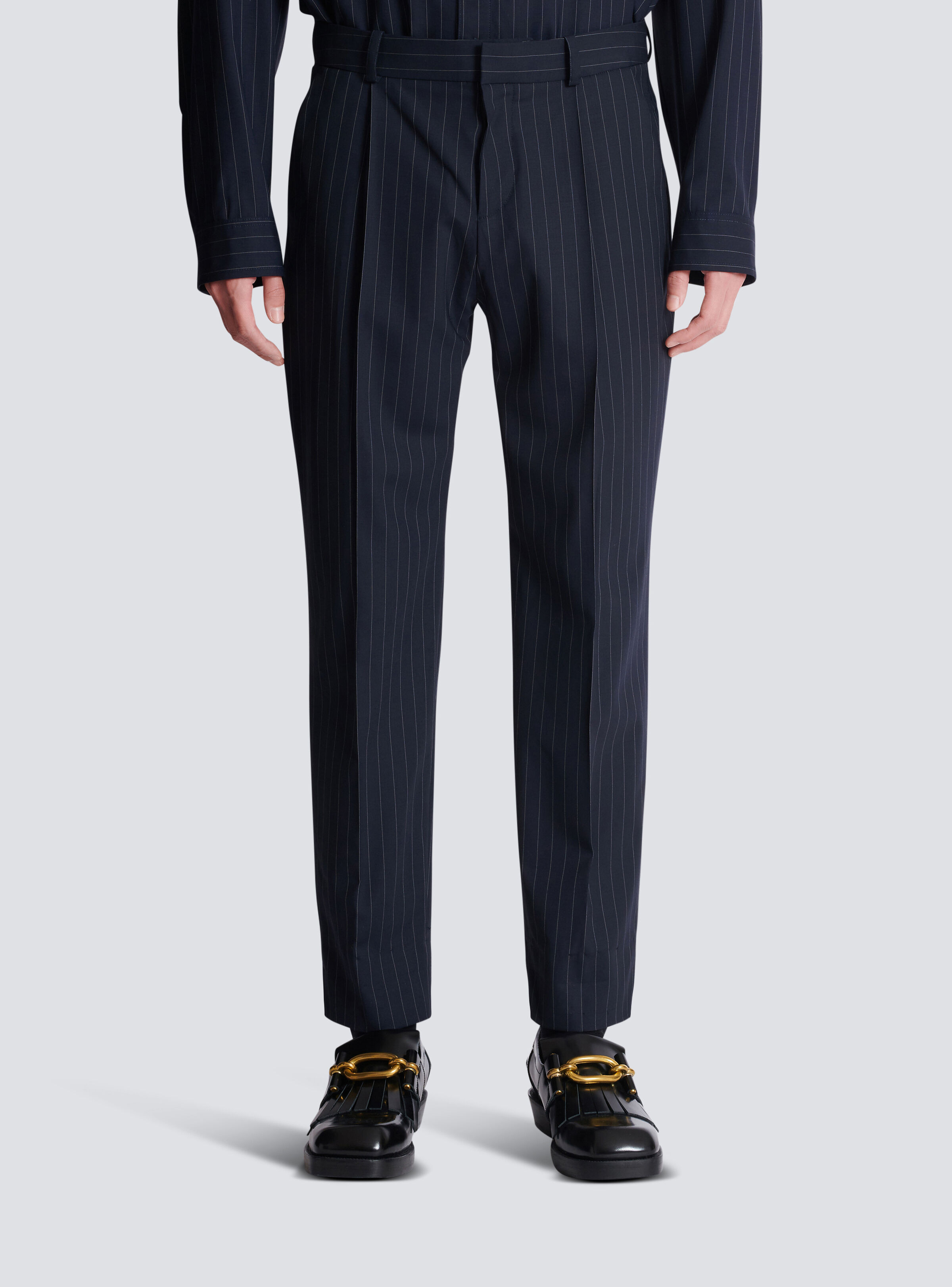 Straight-leg trousers in pinstripe wool - 5