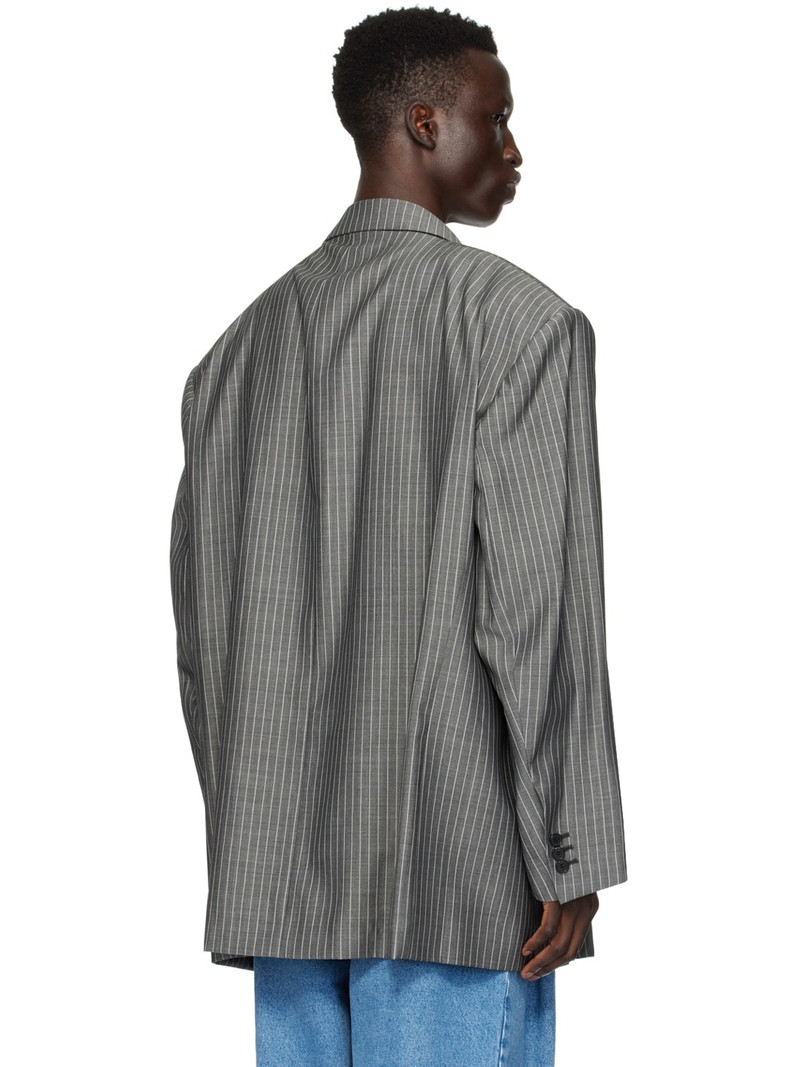 Gray Striped Blazer 3