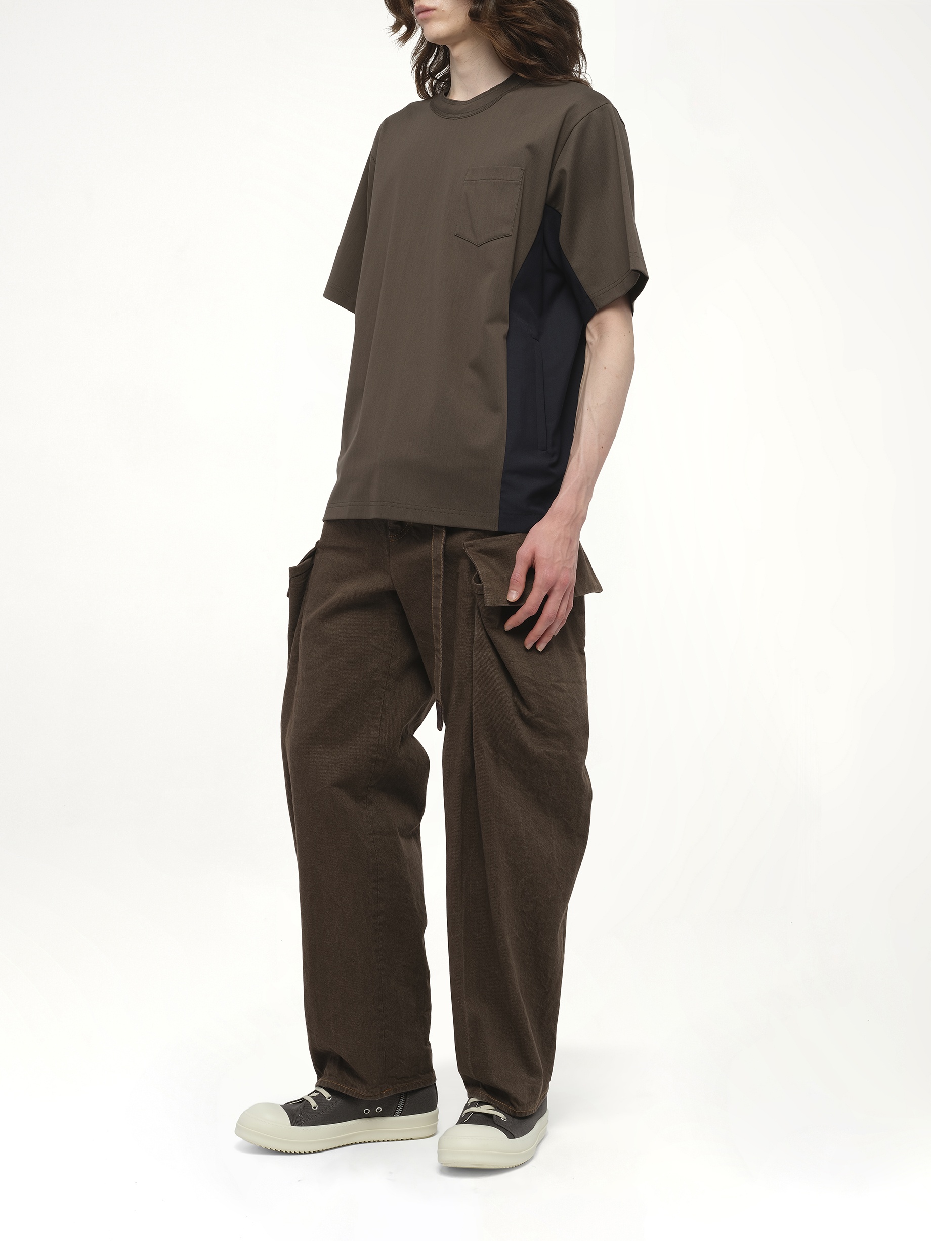 Suiting x Cotton Jersey T-Shirt in Khaki/Navy - 4