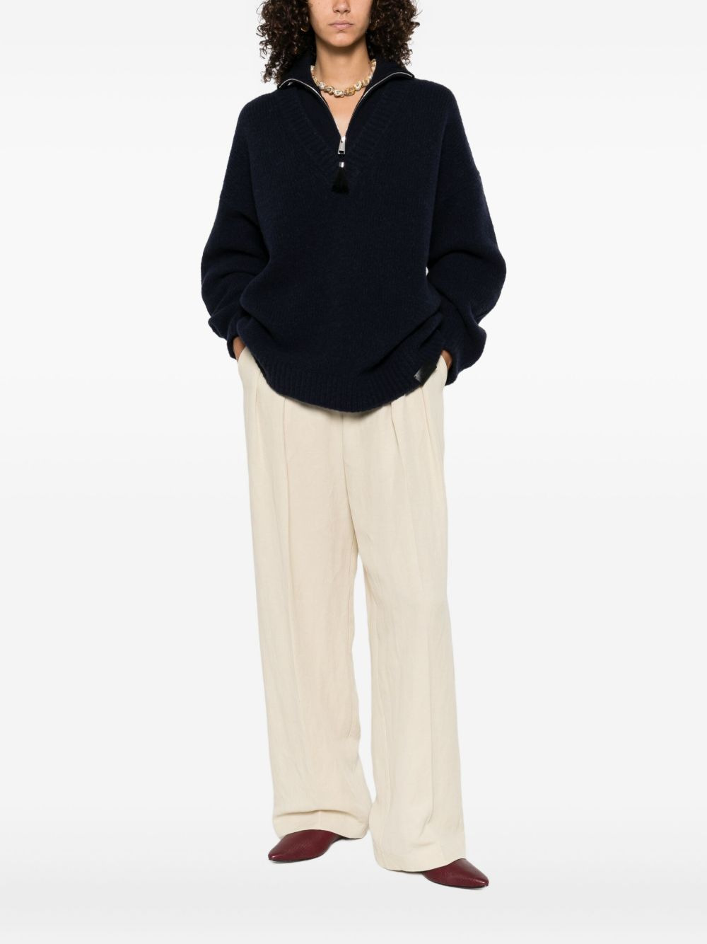 Kylen zip-neck tassel sweater - 3