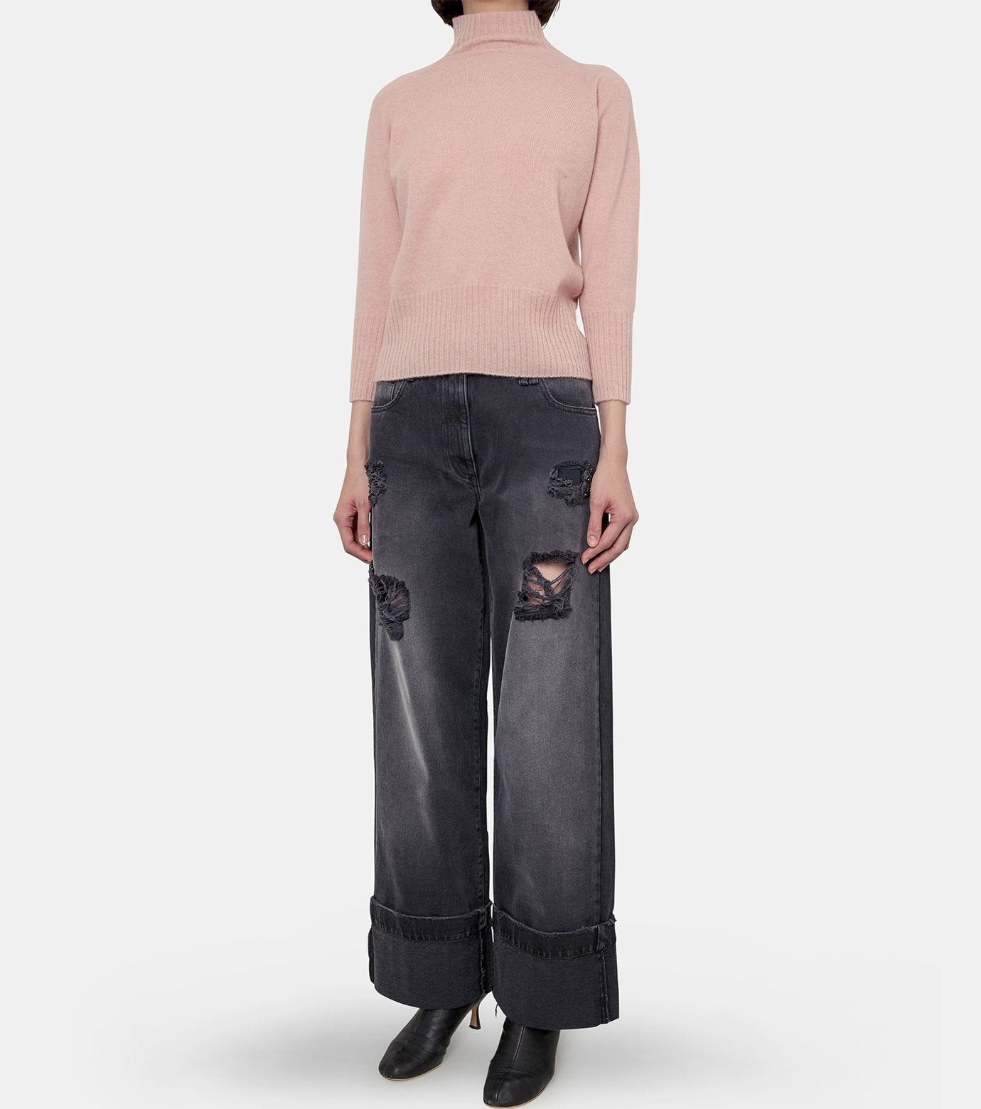 Back Ribbon Dtl High Neck Cashmere - 4