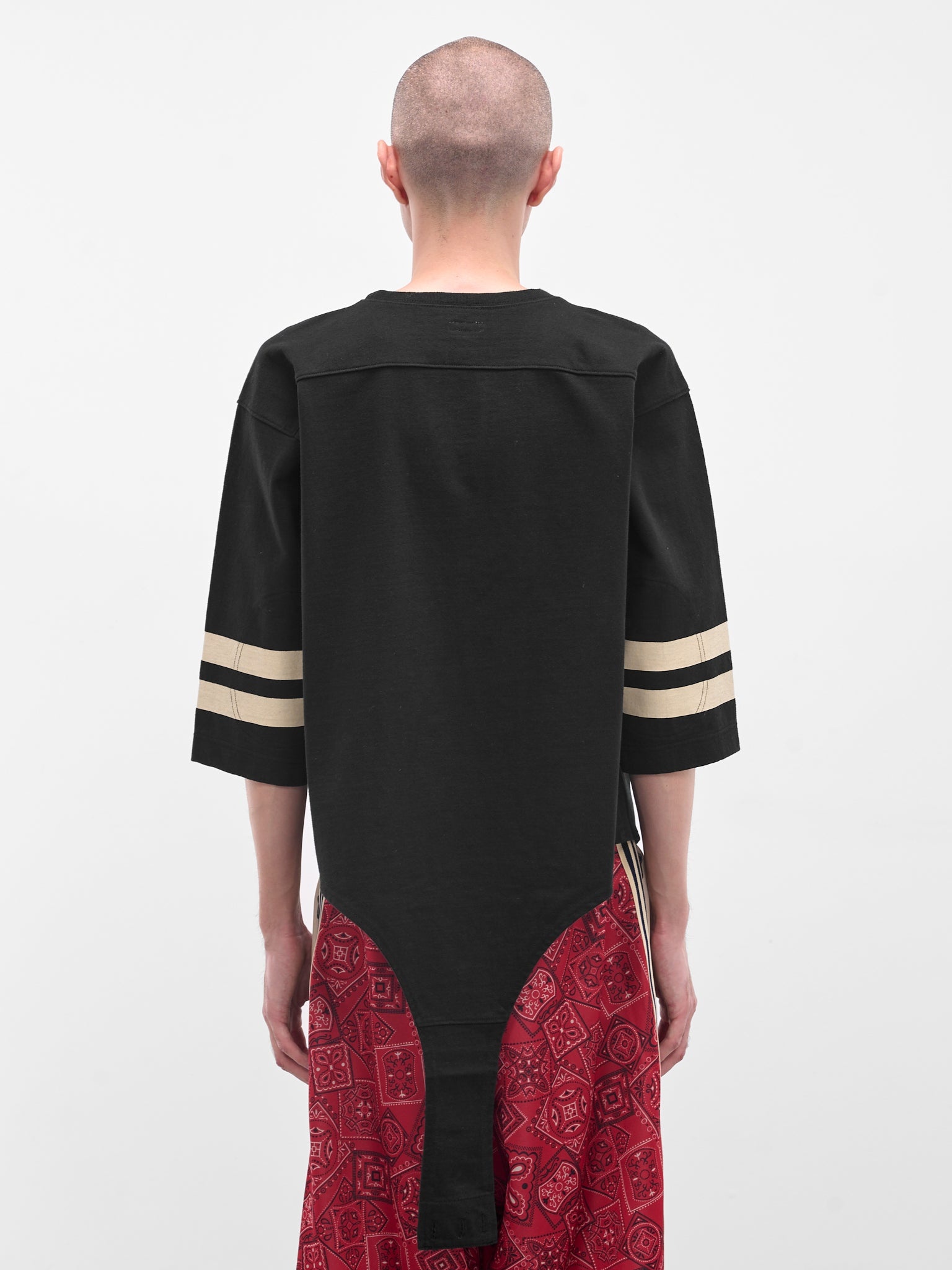 Black Striped Bodysuit Hem Tee - 3