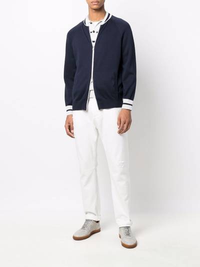 Brunello Cucinelli contrasting-collar zipped sweater outlook