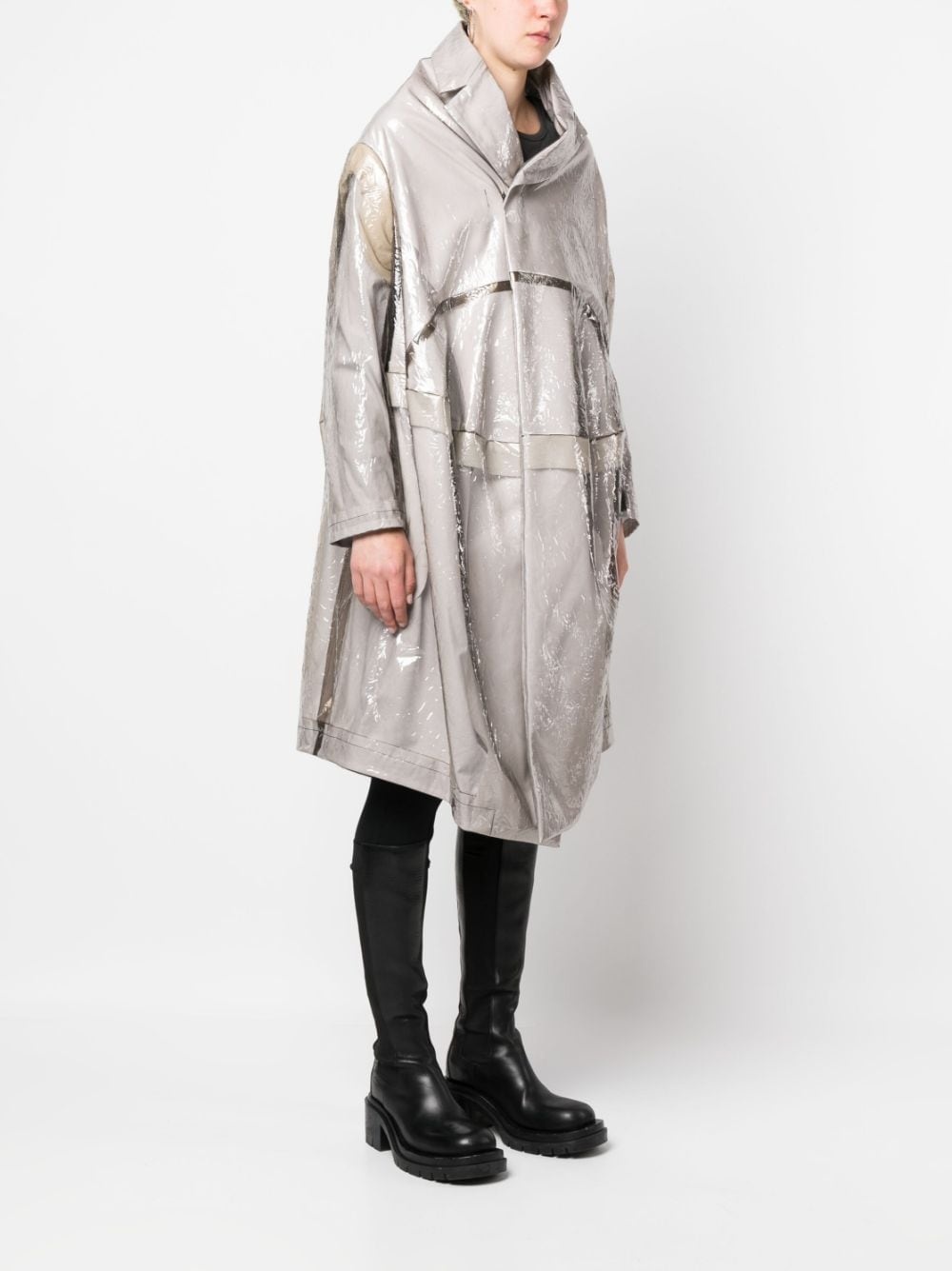 asymmetric embossed raincoat - 3
