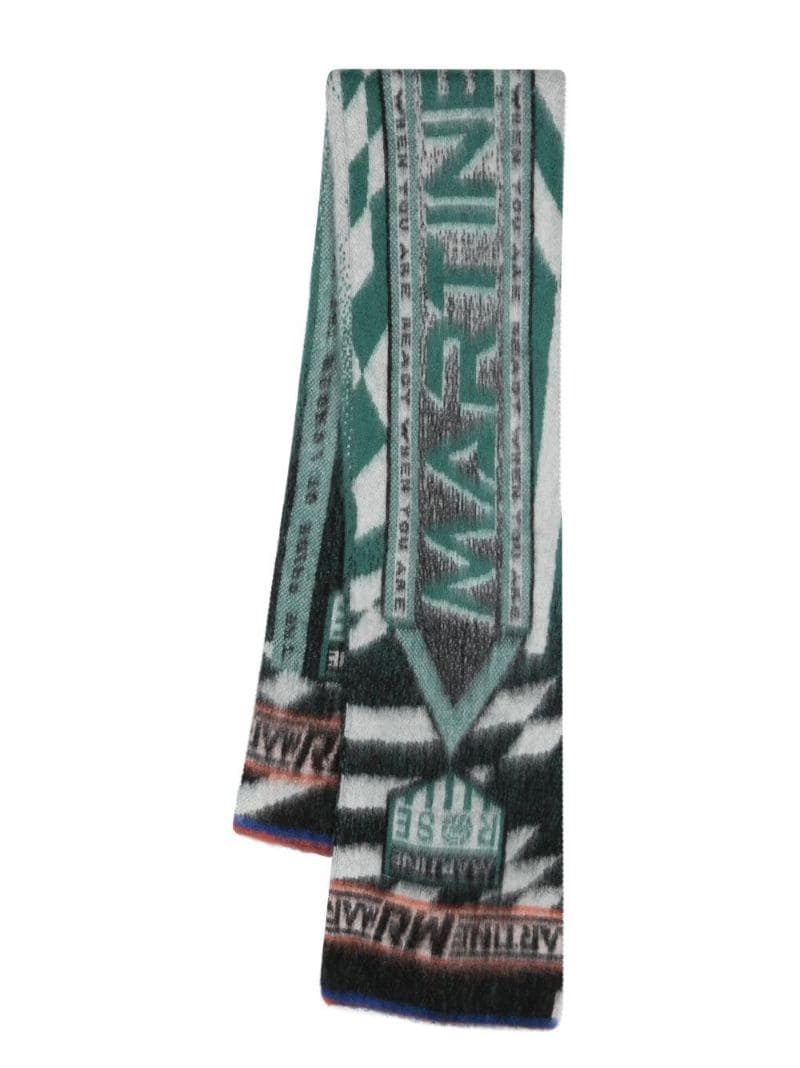 intarsia-knit logo scarf - 1