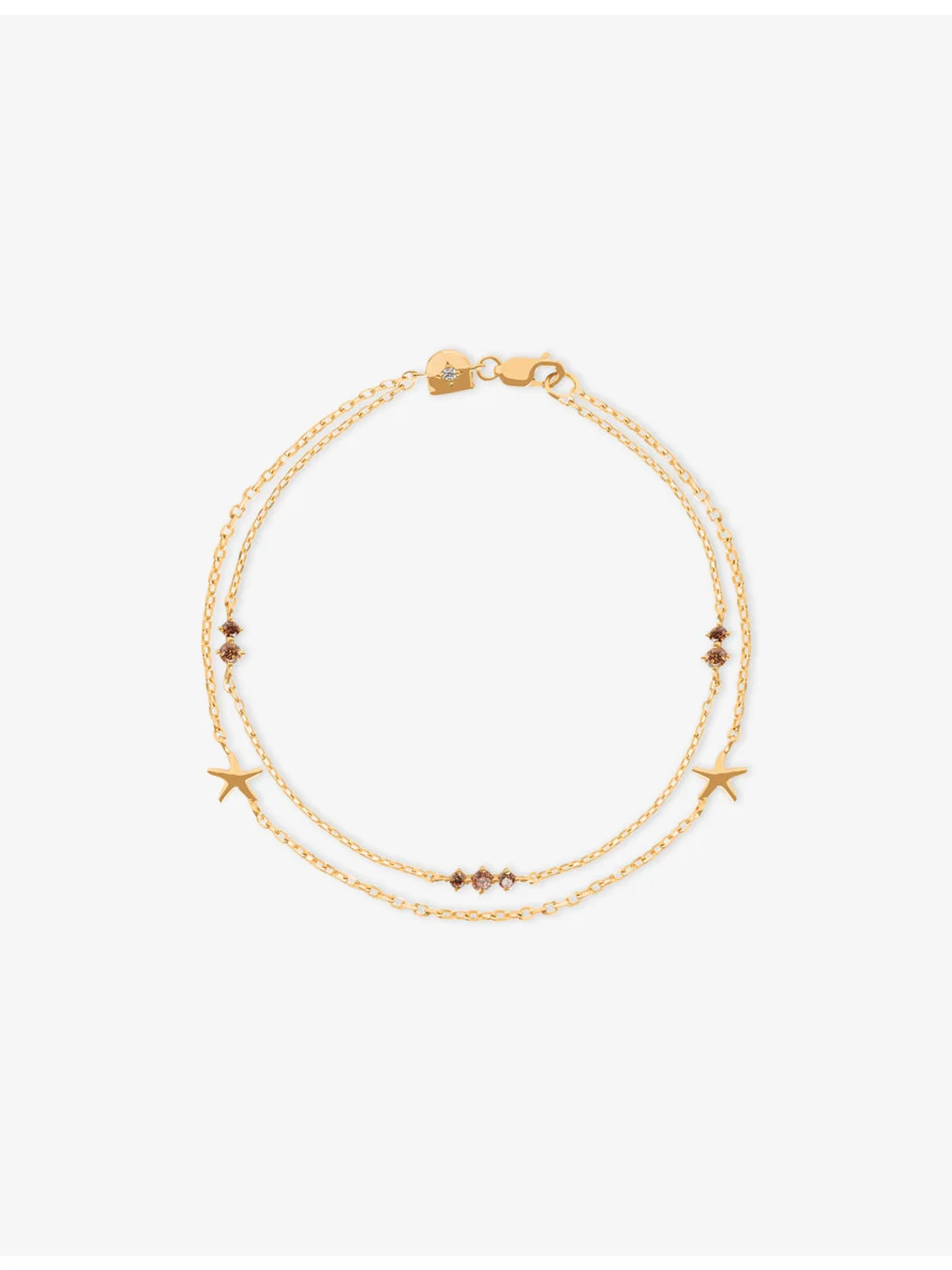 Starfish Double Chain 18ct Gold-Plated Sterling-Silver and Cubic Zirconia Bracelet - 1