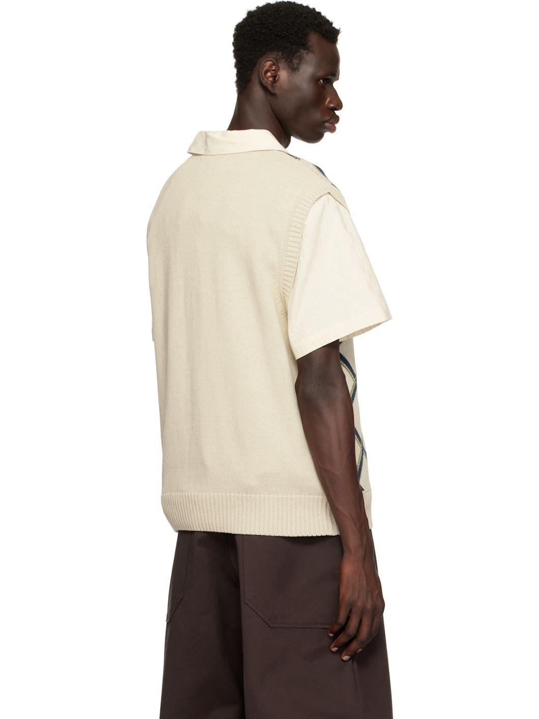 Off-White Argyle Knitted Vest - 3