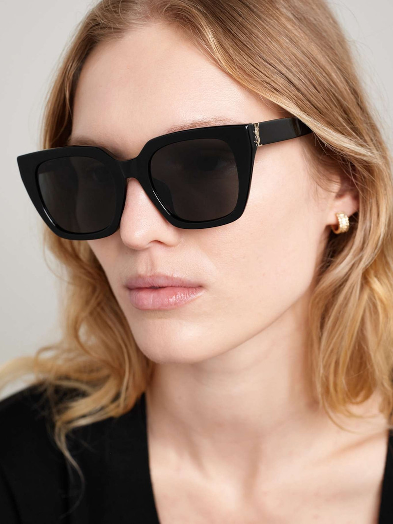 SAINT LAURENT Oversized cat-eye acetate sunglasses Black outlook