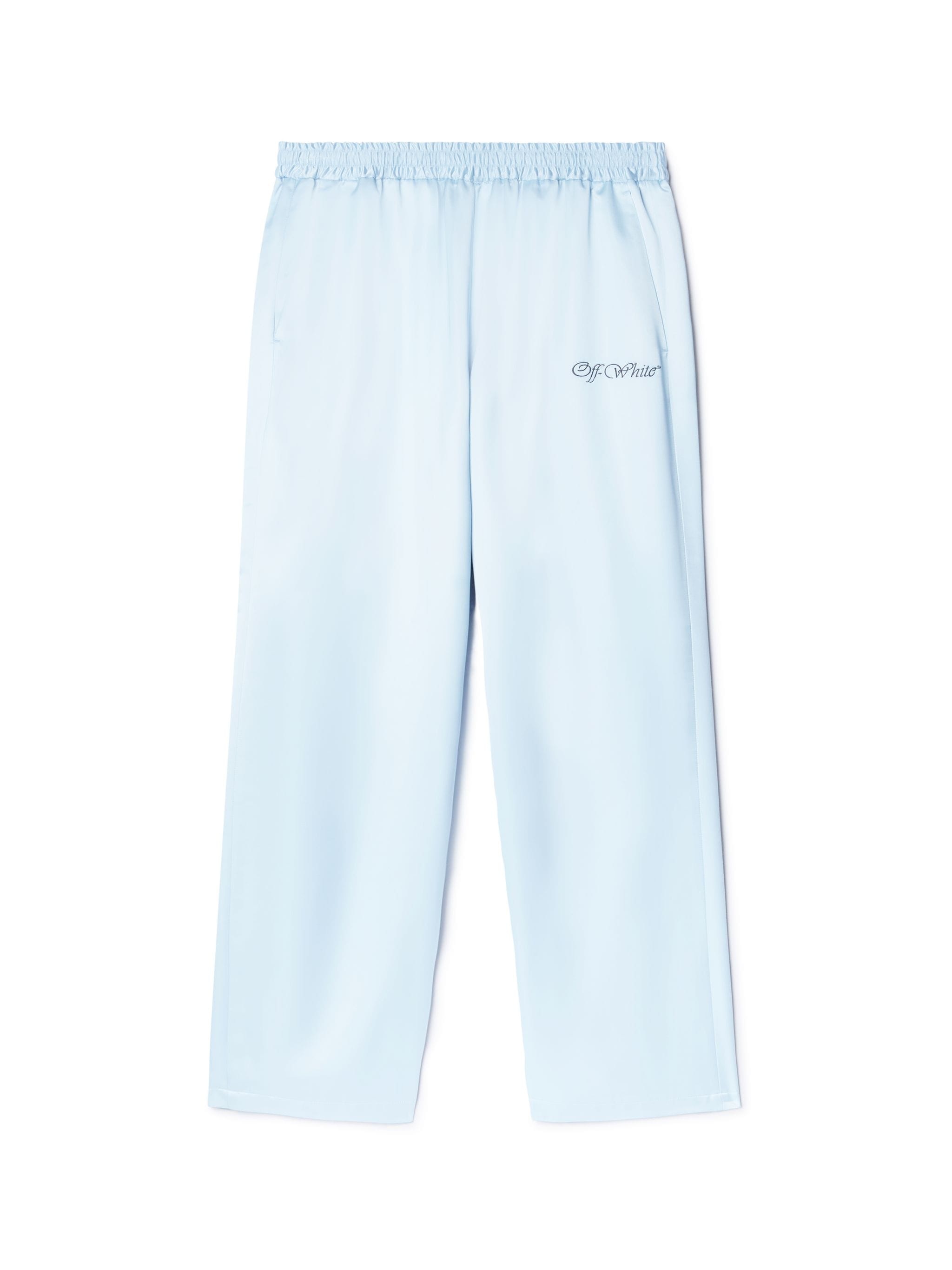 Sky Blue Satin Jogger Trackpants - 1