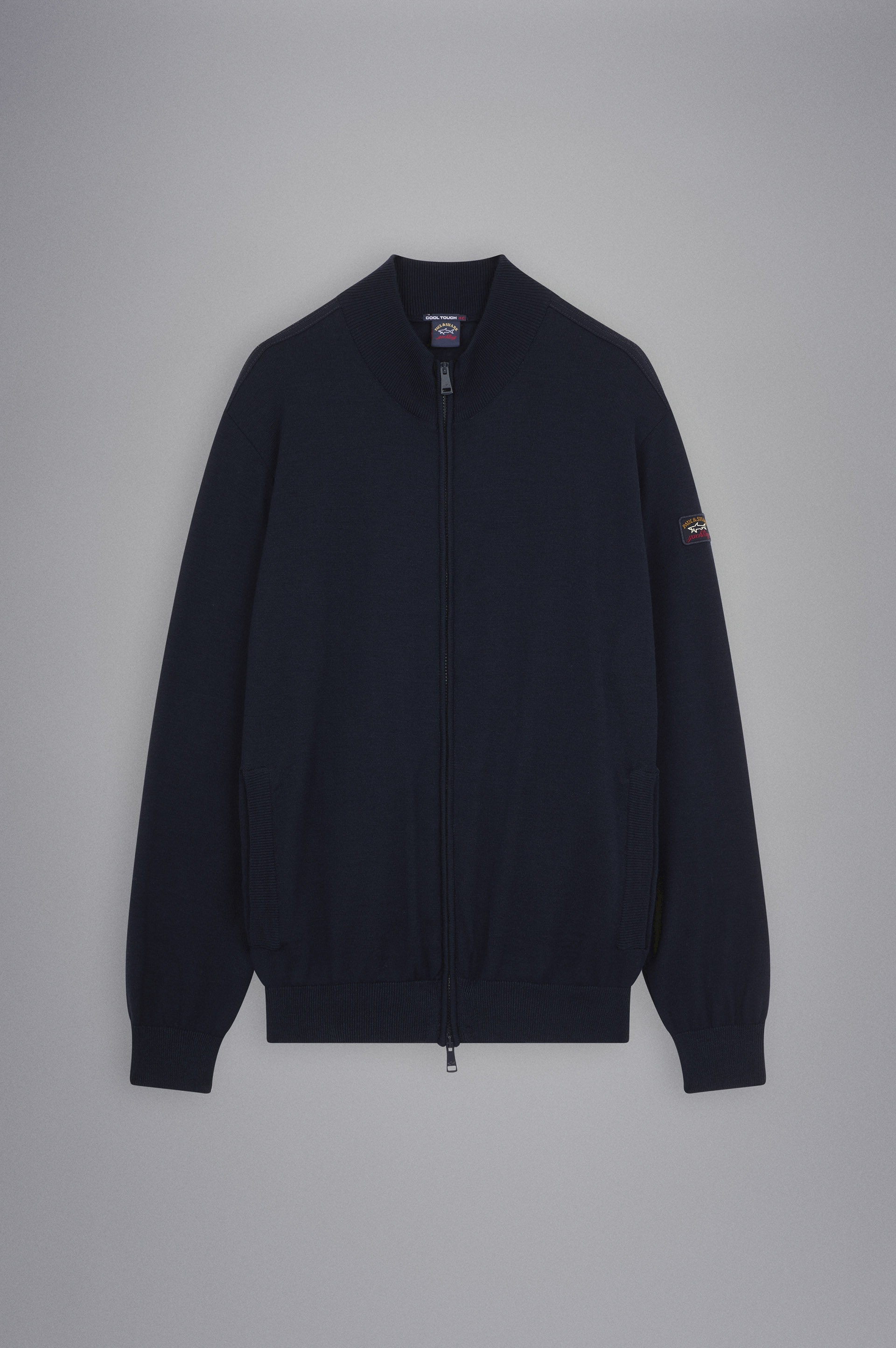 MERINO WOOL FULL ZIP SWEATER WITH ICONIC BADGE - 1