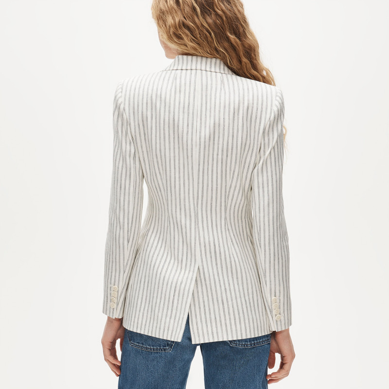 Tall Margeaux blazer in striped stretch linen blend 5
