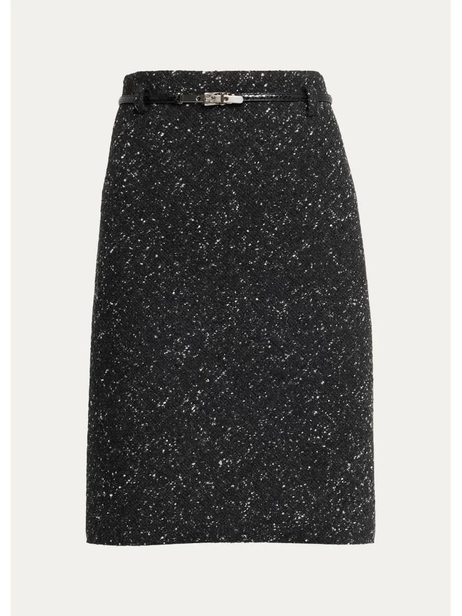 Virgin Wool-Blend Belted Midi Skirt - 1