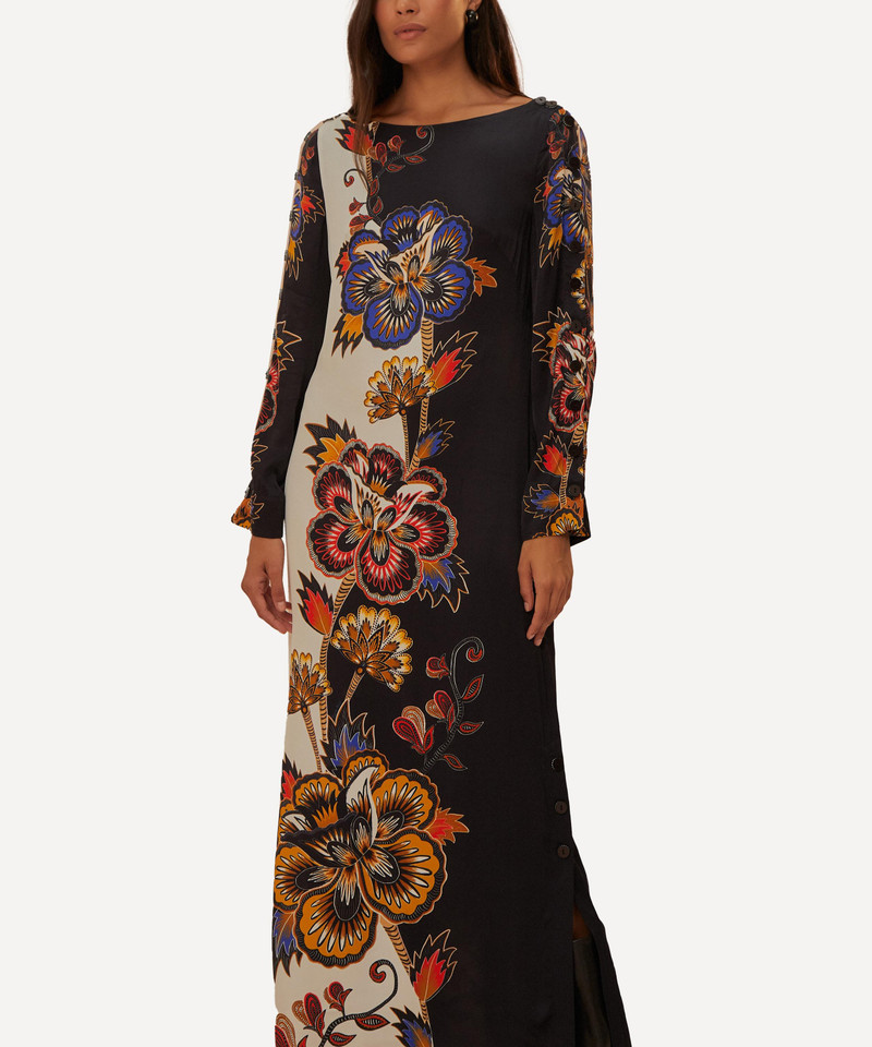 FARM RIO Black and White Maxi Floral Midi Dress outlook