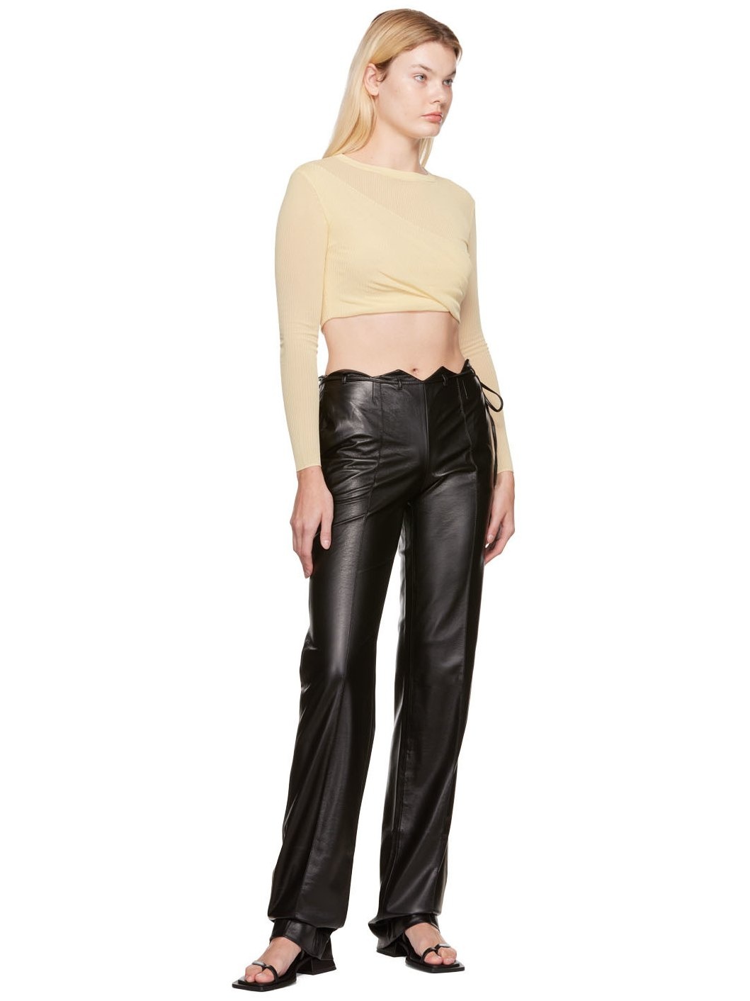 Black Lavalle Faux-Leather Pants - 4