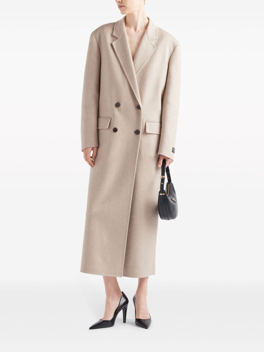 double-breasted velour cashmere coat - 2