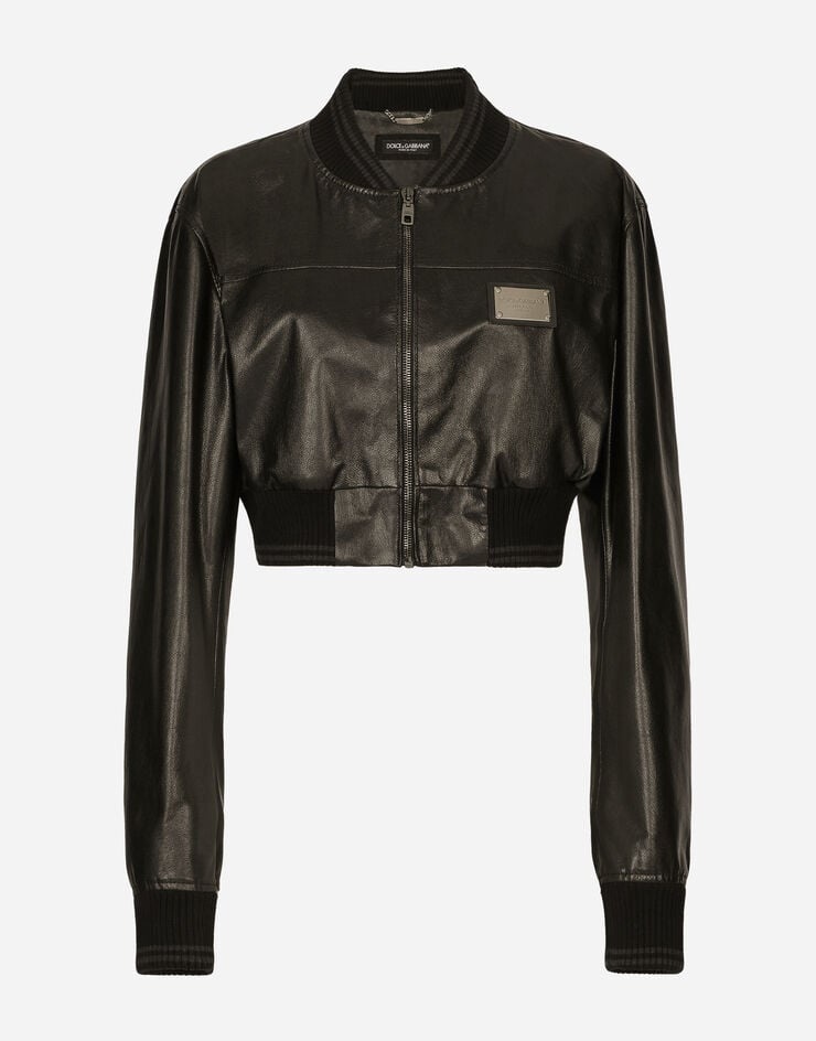 Short nappa leather bomber jacket with Dolce&Gabbana tag - 1