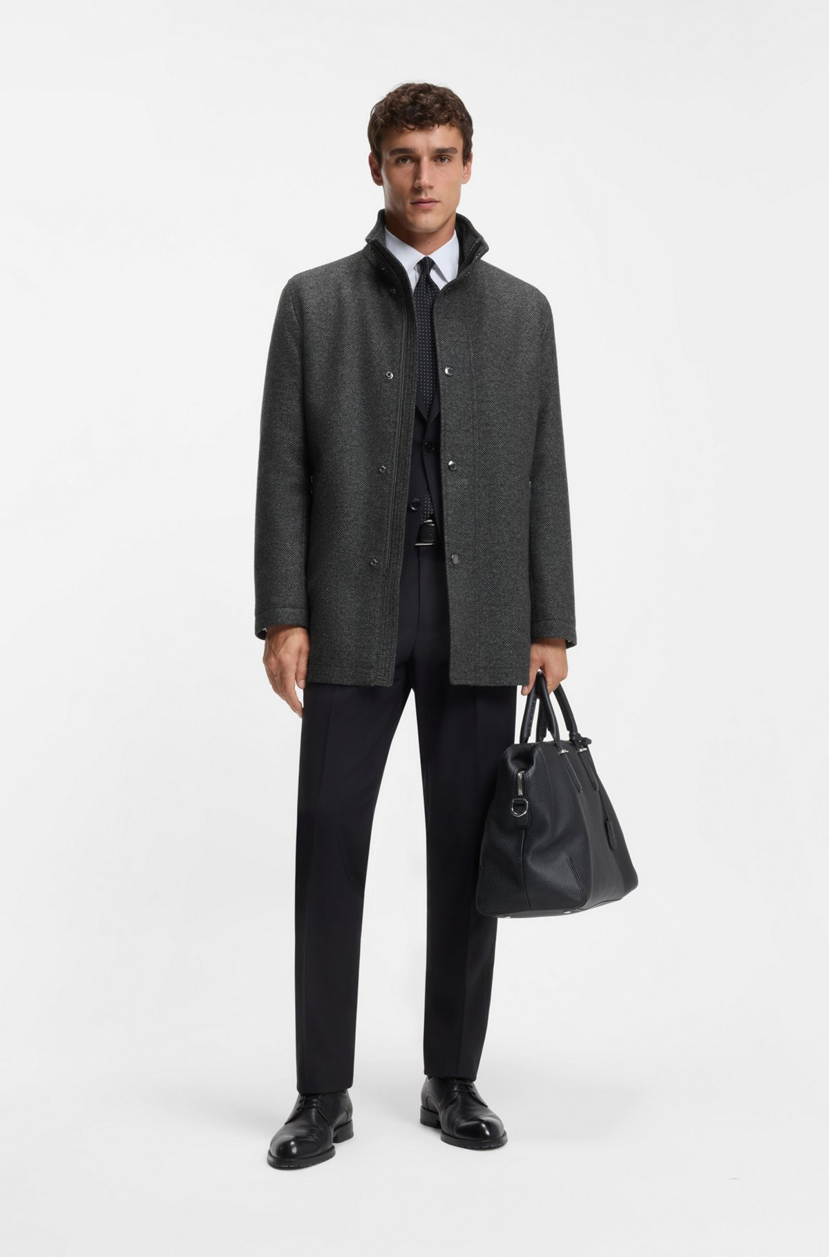 RELAXED-FIT WOOL-BLEND COAT WITH PACKABLE HOOD - 4
