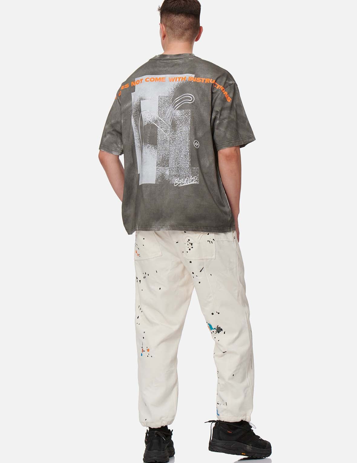 Paint Splash Print Monogram Denim Pants - 4