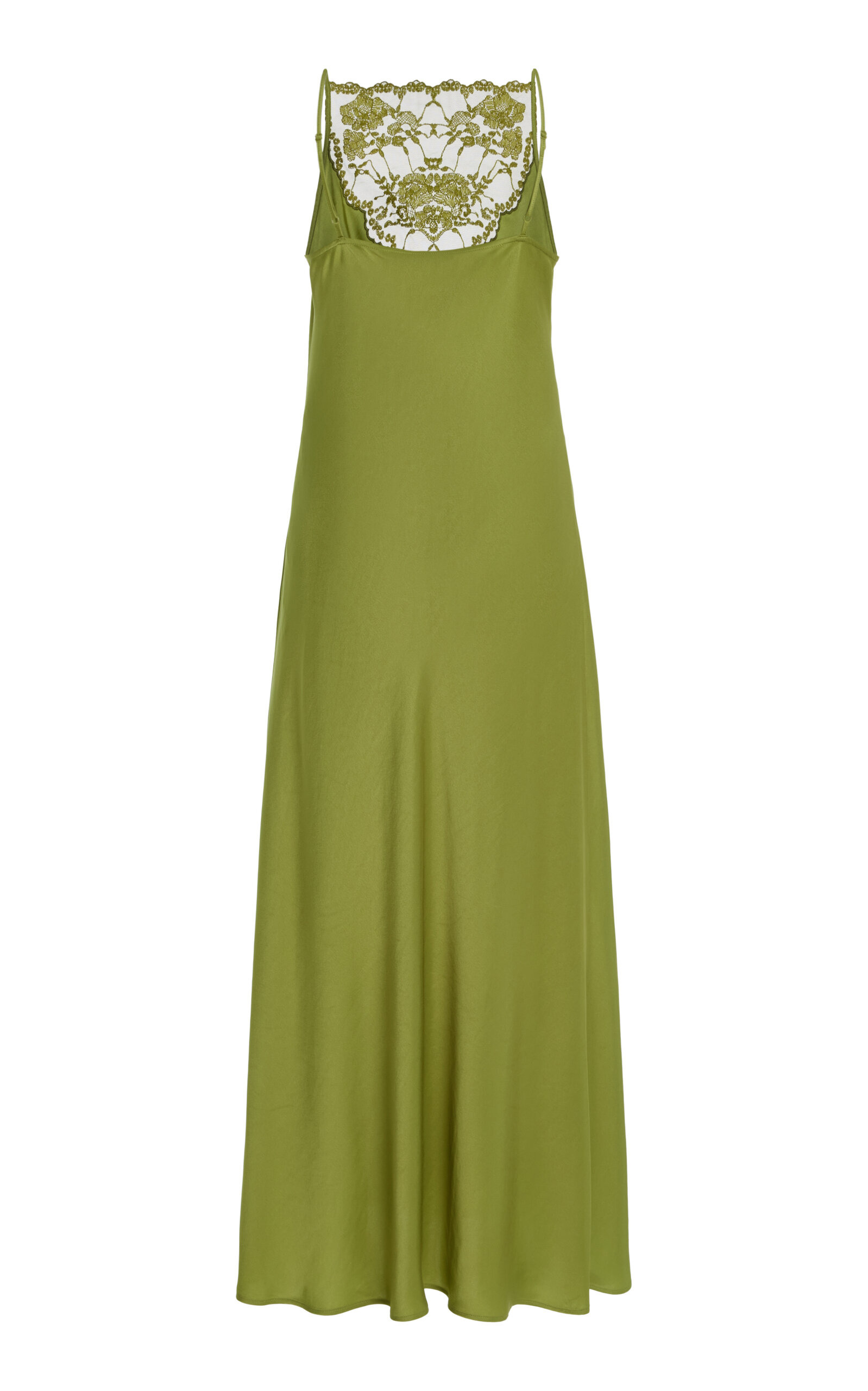 Libbie Lace-Trimmed Satin Midi Dress green - 5