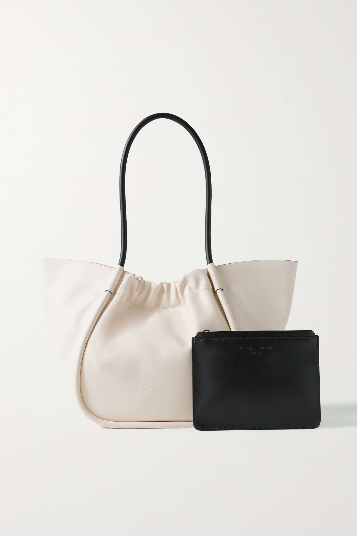 Ruched L two-tone leather tote - 6