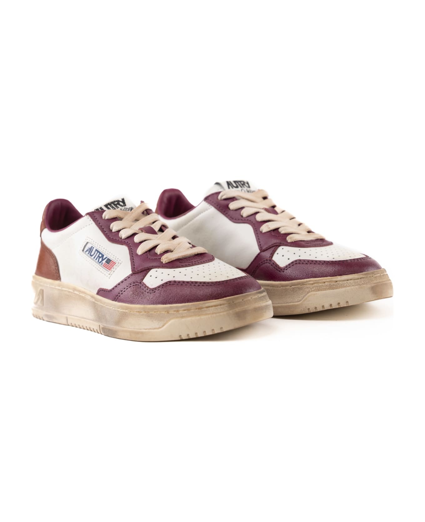 Autry Medalist Low Super Vintage Sneakers In White/purple Leather - 4