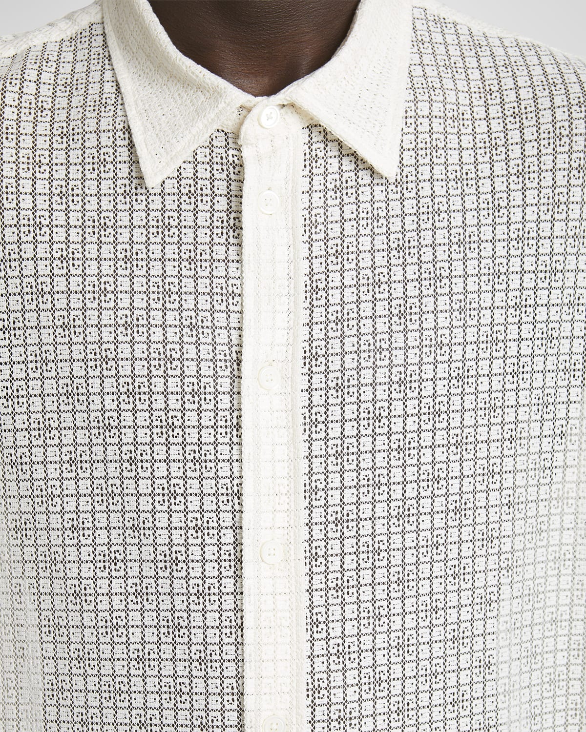 Men's Monogram Lace Button-Down Shirt - 5