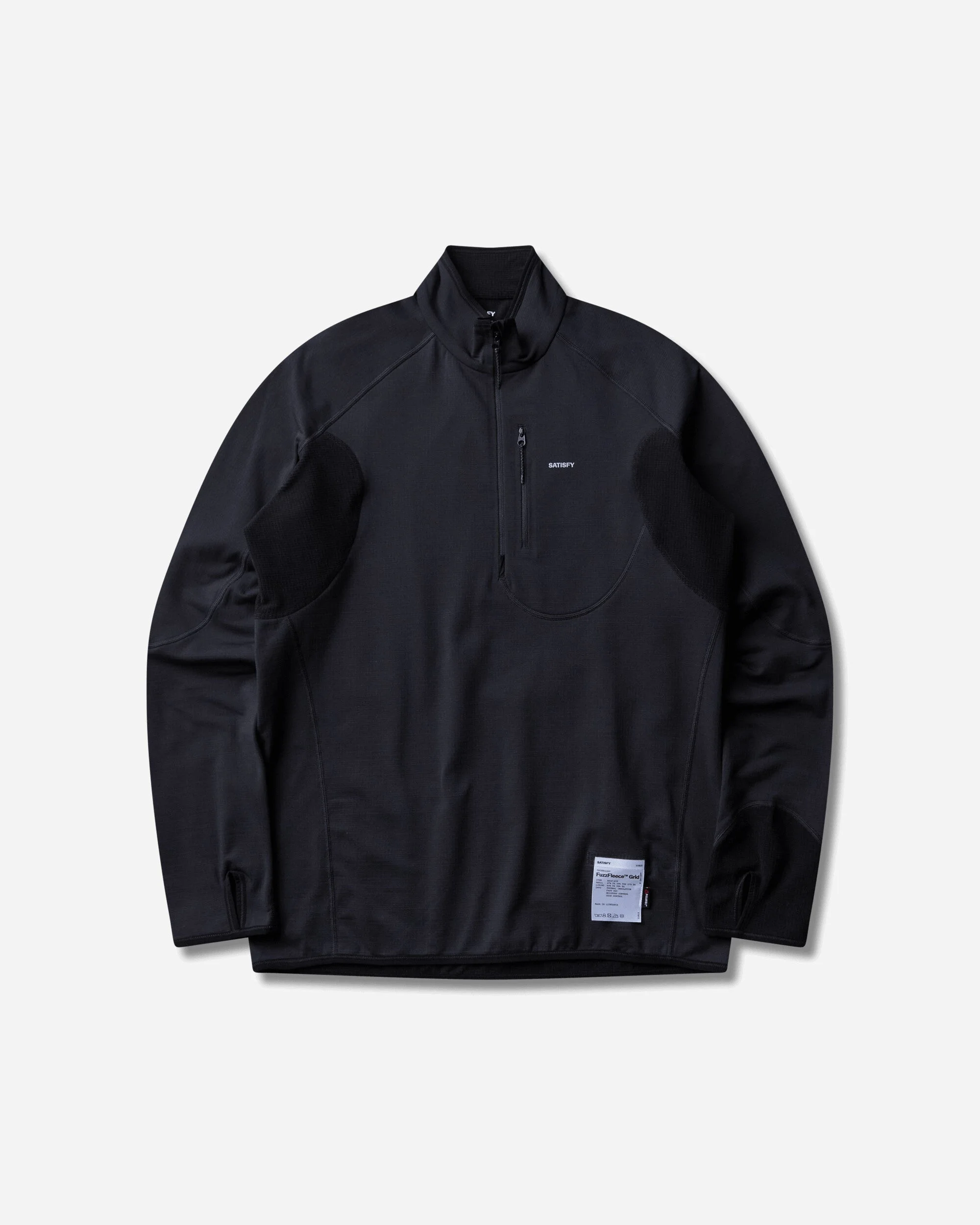 Men's FuzzFleece Grid Half‑Zip Top Black - 1