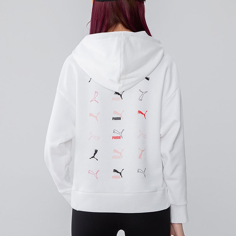 (WMNS) PUMA Classics Logo Graphics Hoodie 'White' 533155-02 - 4