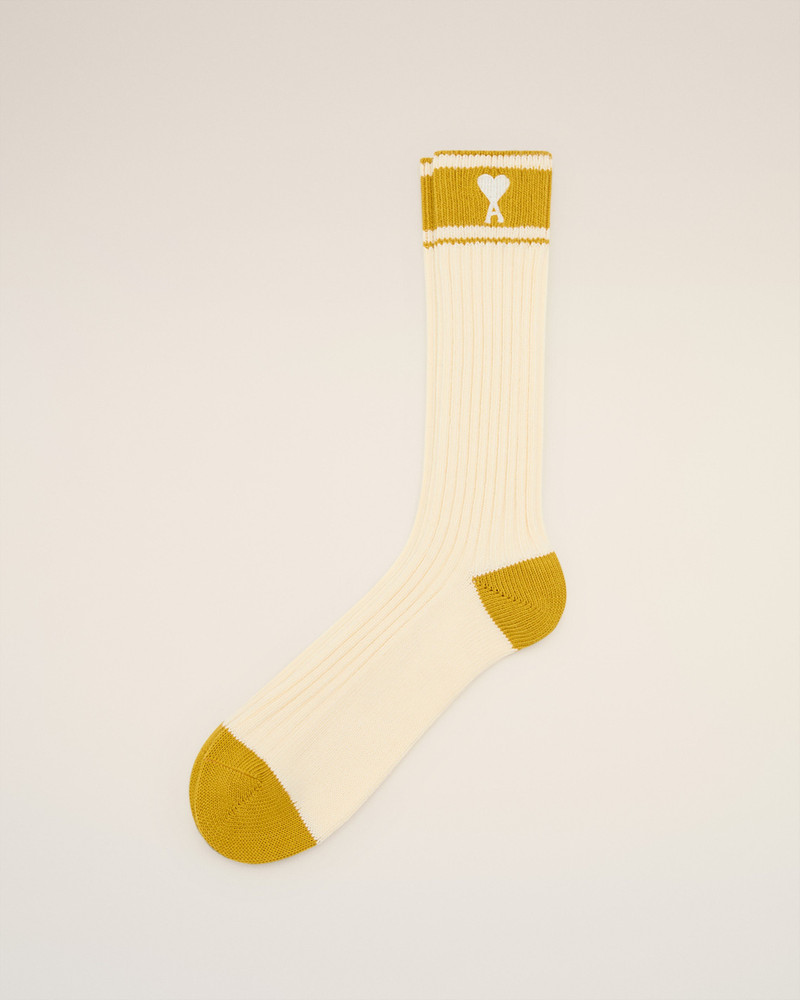 WHITE COTTON AMI DE COEUR STRIPED SOCKS 1