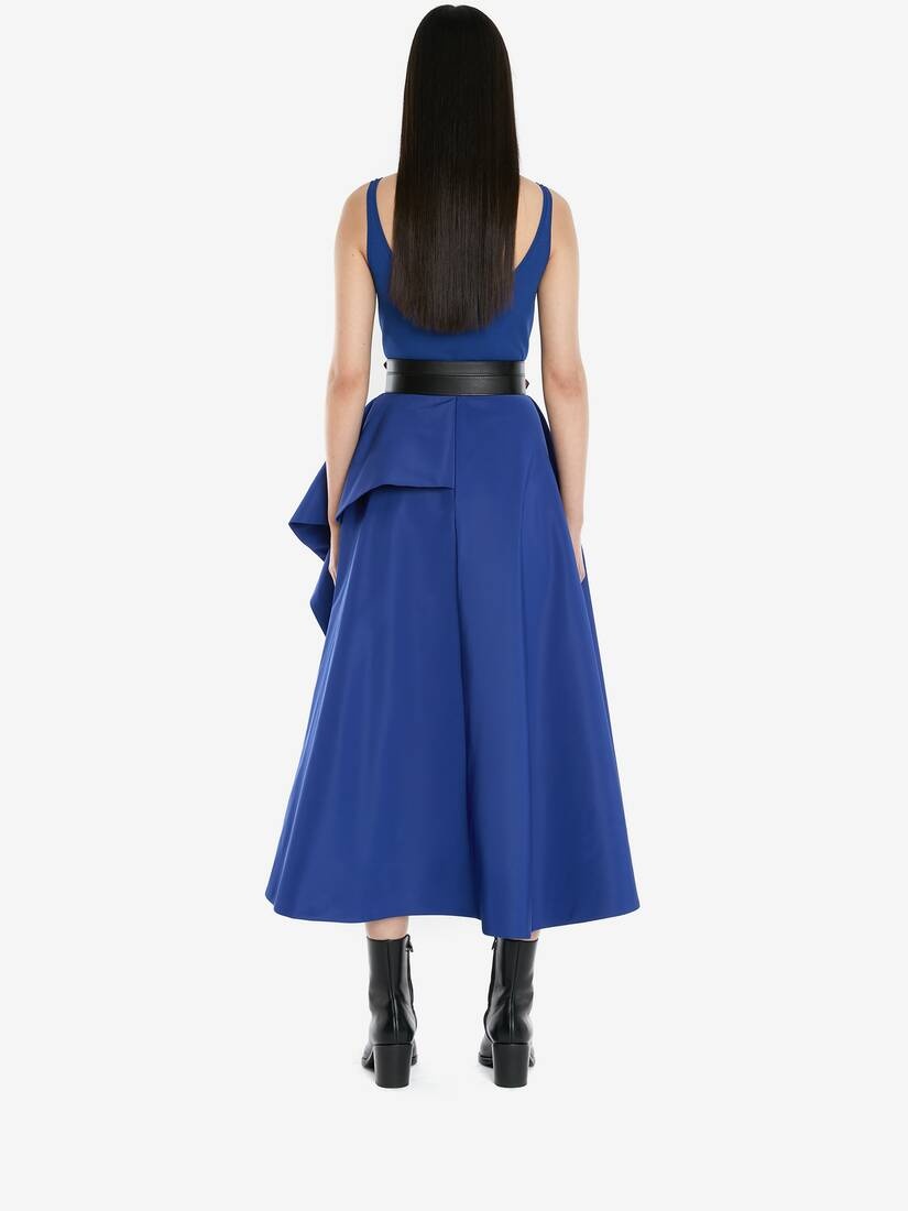 Asymmetric Midi Skirt in Electric Blue - 4