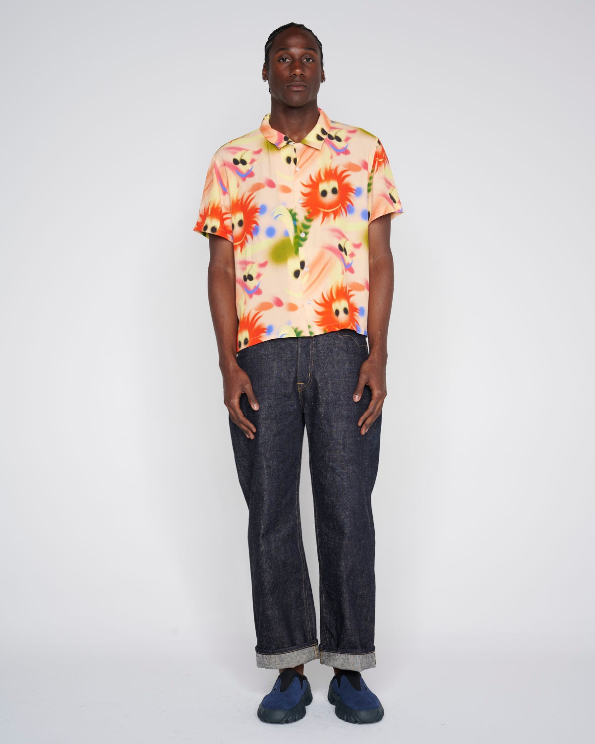 Fuzzy Friends Short Sleeve Button Up Shirt - Pink Multi - 7