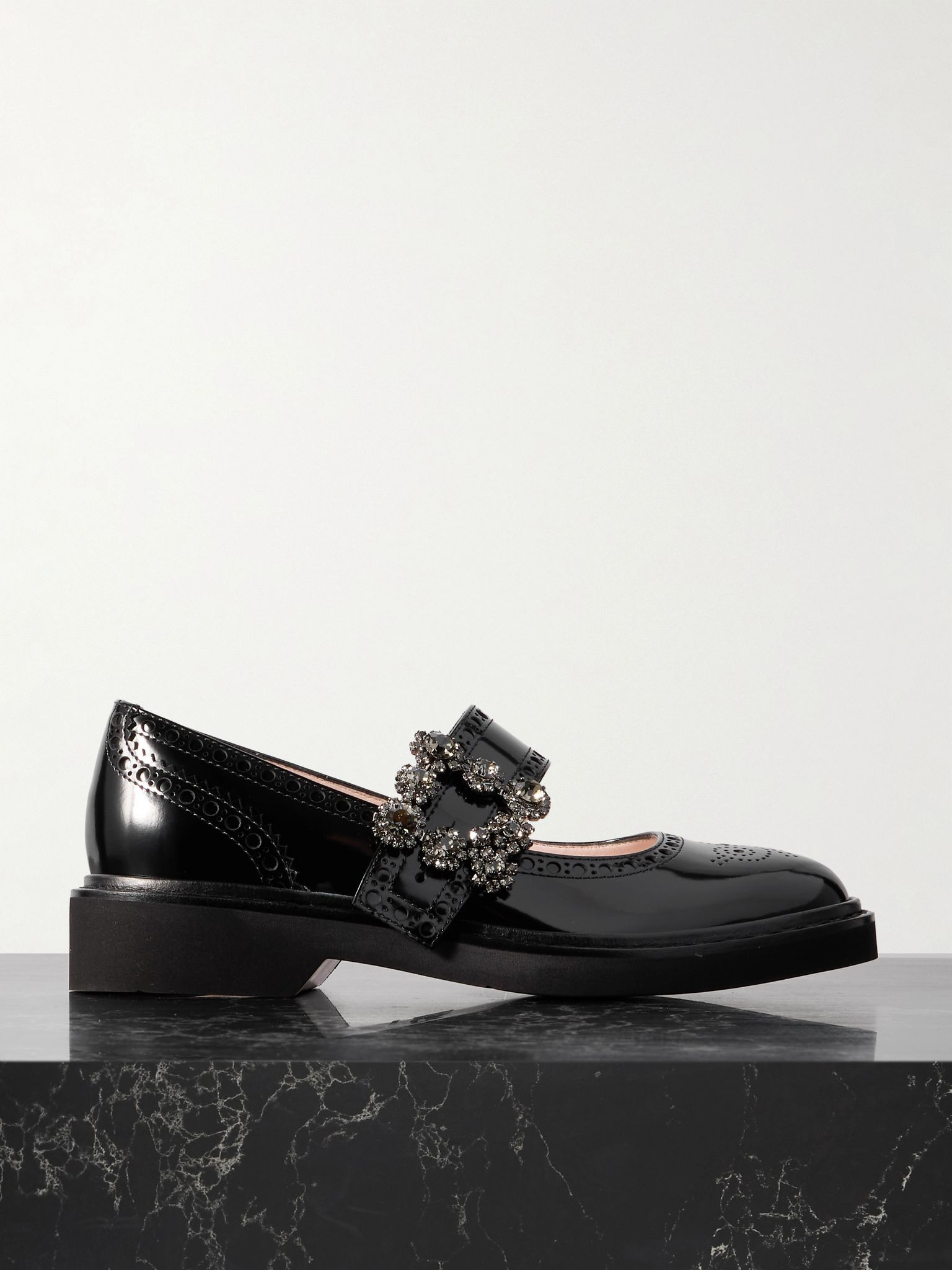 Viv Rangers crystal-embellished patent-leather loafers Black - 1