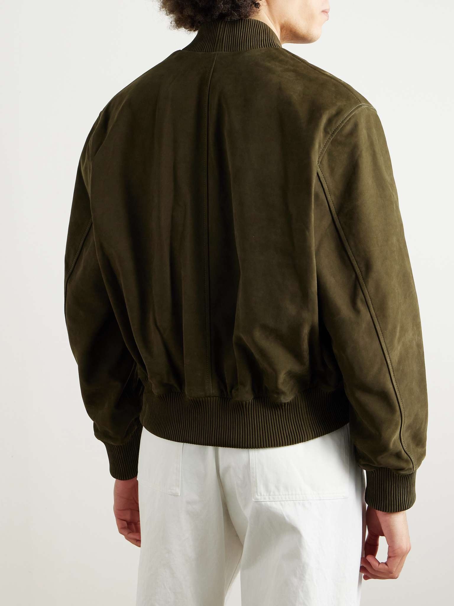 Logo-Embossed Suede Bomber Jacket - 3