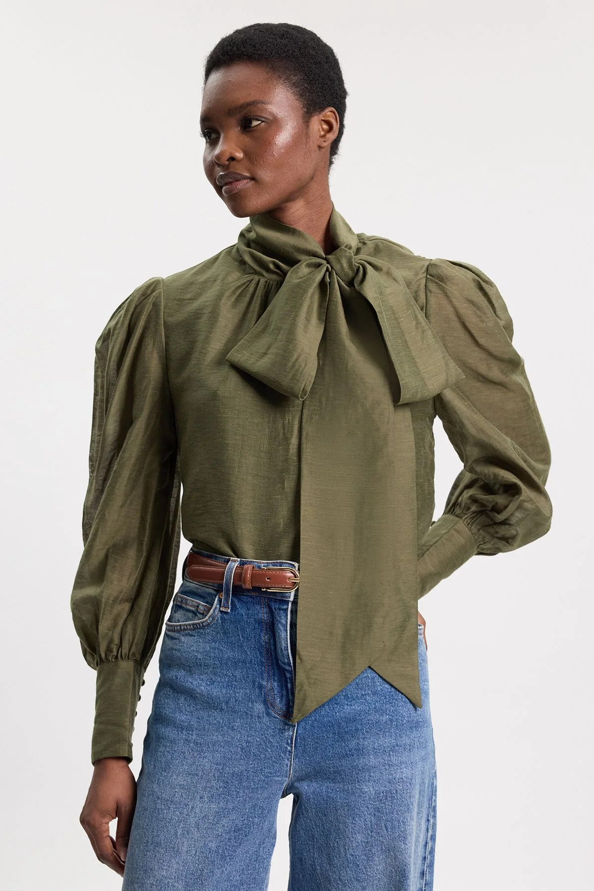 Organdie Woven Pussybow Blouse - 1