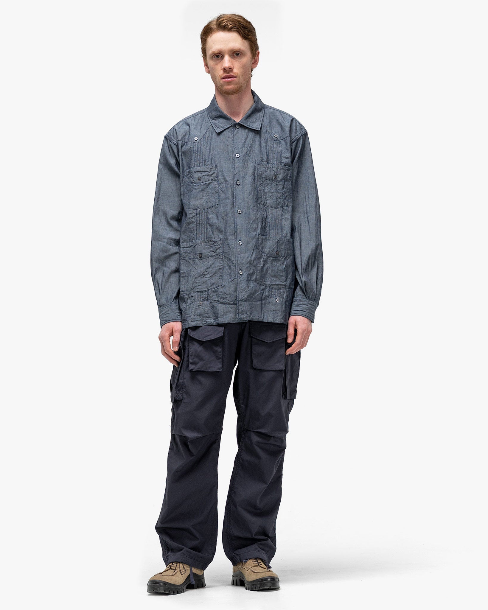 Guayabera Shirt Cotton Chambray Indigo - 2