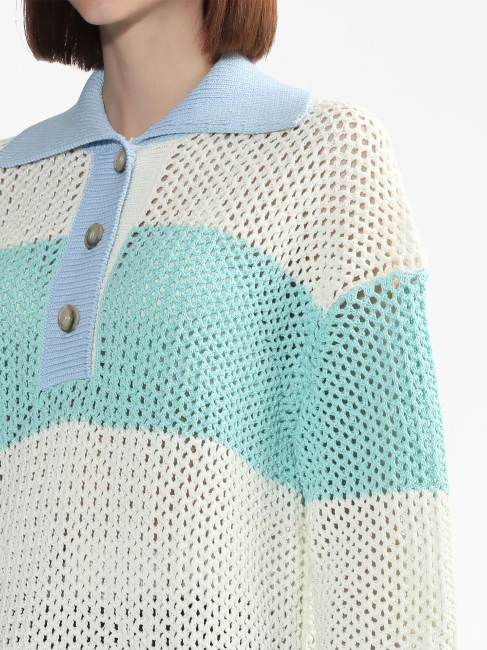 three-tone cotton polo collar - 5